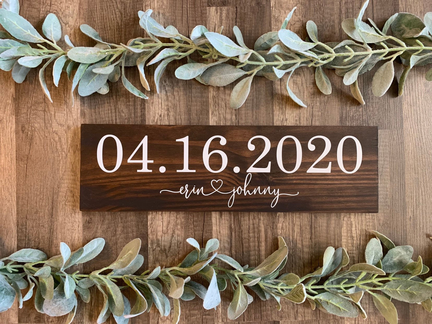 Save the Date Sign, Wedding Announcement Sign, Engagement Photo Prop, Rustic Wedding Decor, (Dark Walnut Color Shown)