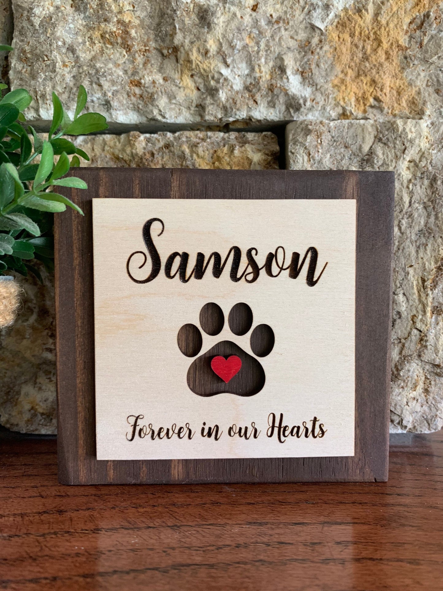 Custom Engraved Pet Memorial Sign, Photo Holder