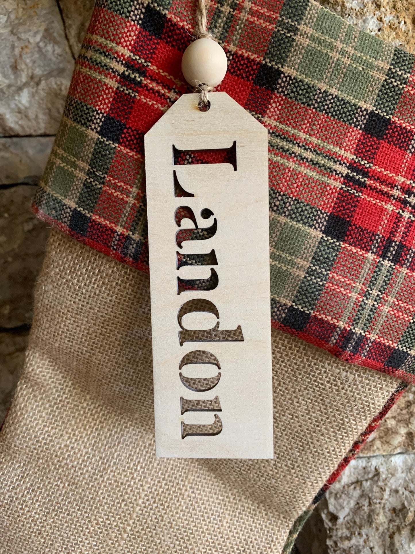 Stocking Name Tag, Custom Engraved Tag