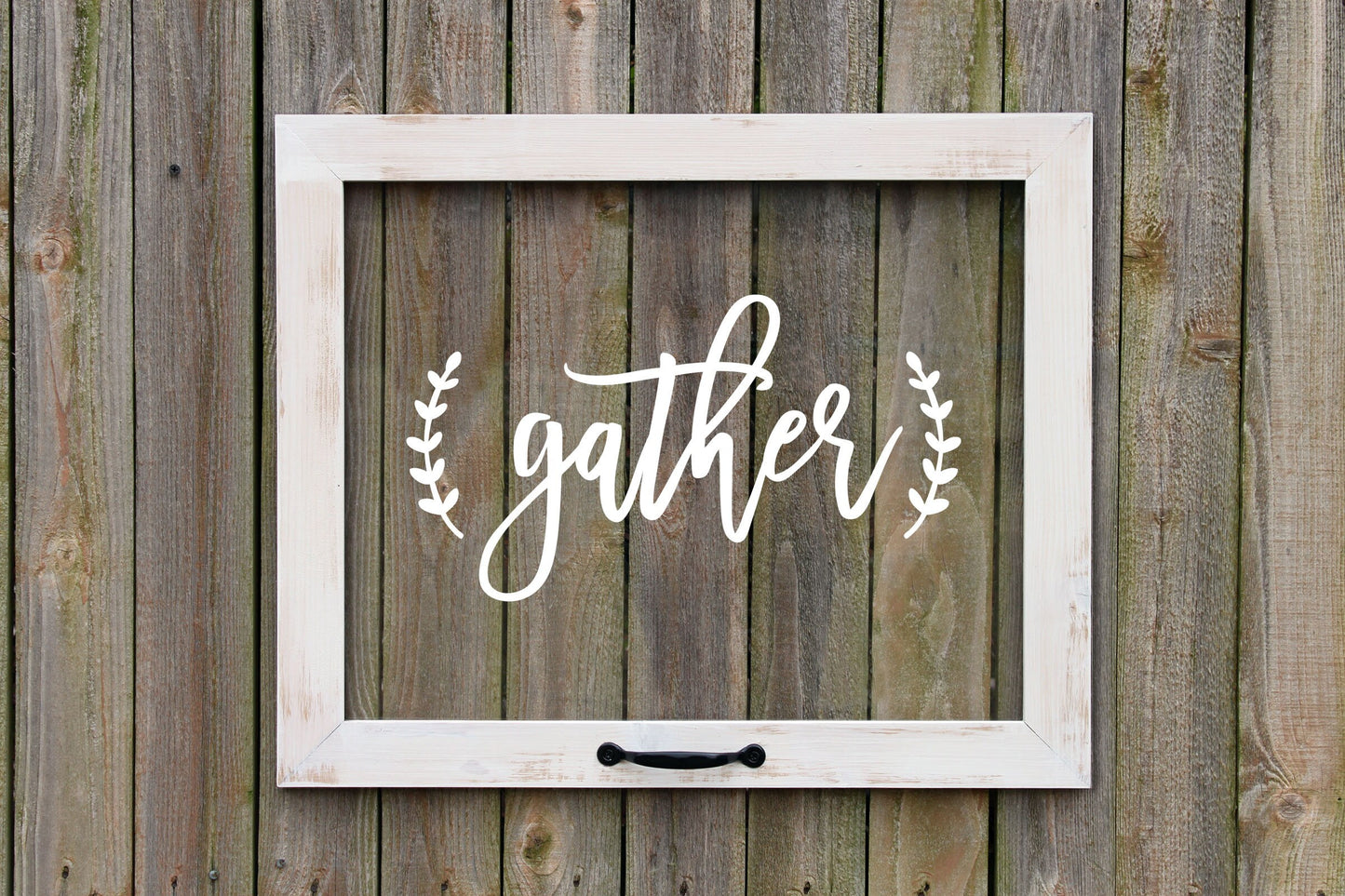 Rustic Framed Gather Sign, Farmhouse Window, Fall Decor, Housewarming, Autumn Decoration, Thanksgiving Wall Art, Dining Room, Kitchen Art