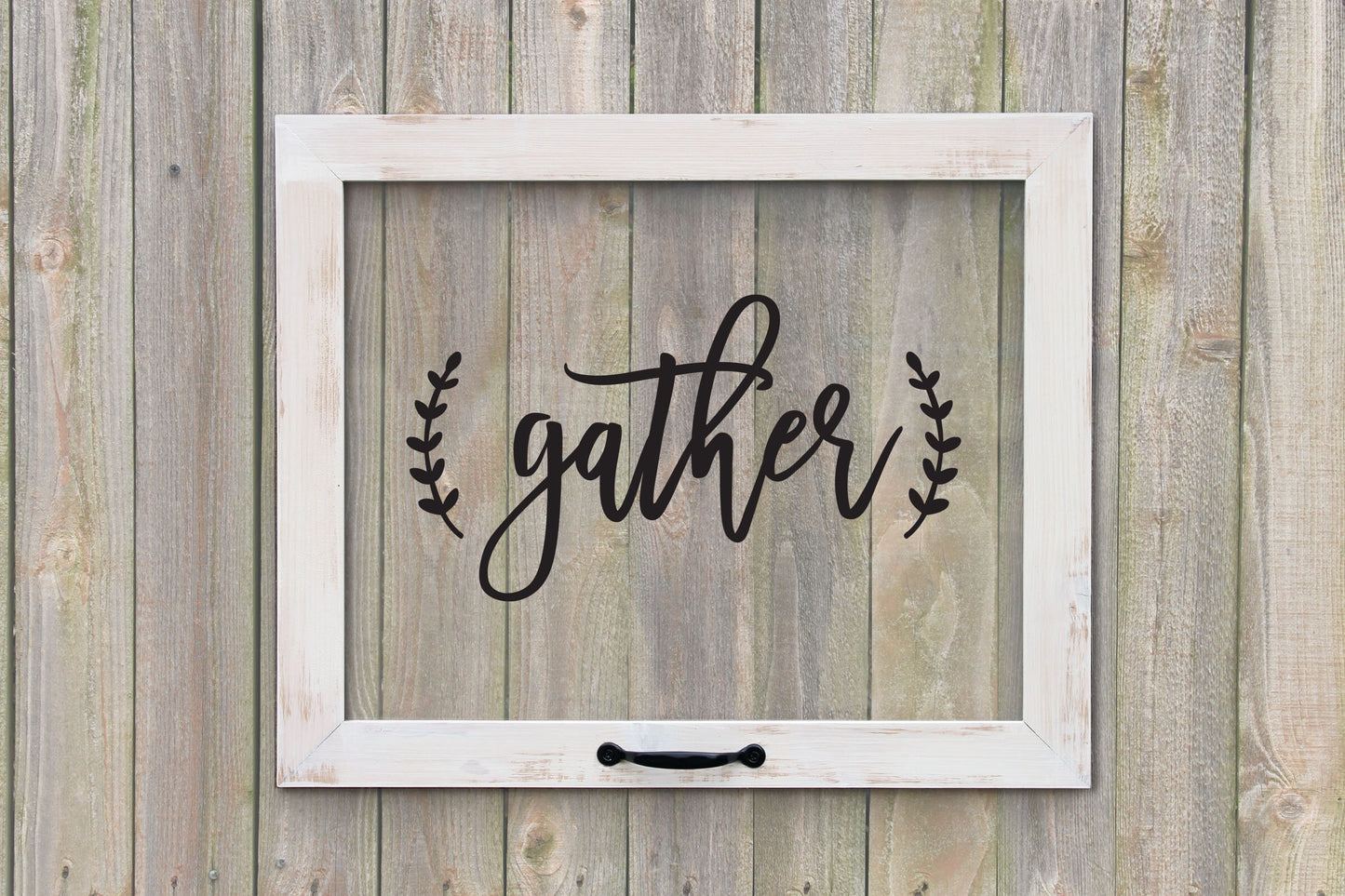 Rustic Framed Gather Sign, Farmhouse Window, Fall Decor, Housewarming, Autumn Decoration, Thanksgiving Wall Art, Dining Room, Kitchen Art