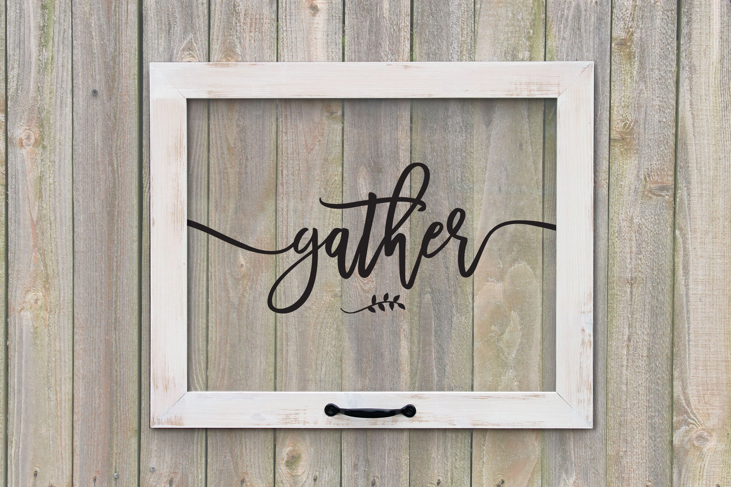 Rustic Framed Gather Sign, Farmhouse Window, Fall Decor, Housewarming, Autumn Decoration, Thanksgiving Wall Art, Dining Room, Kitchen Art