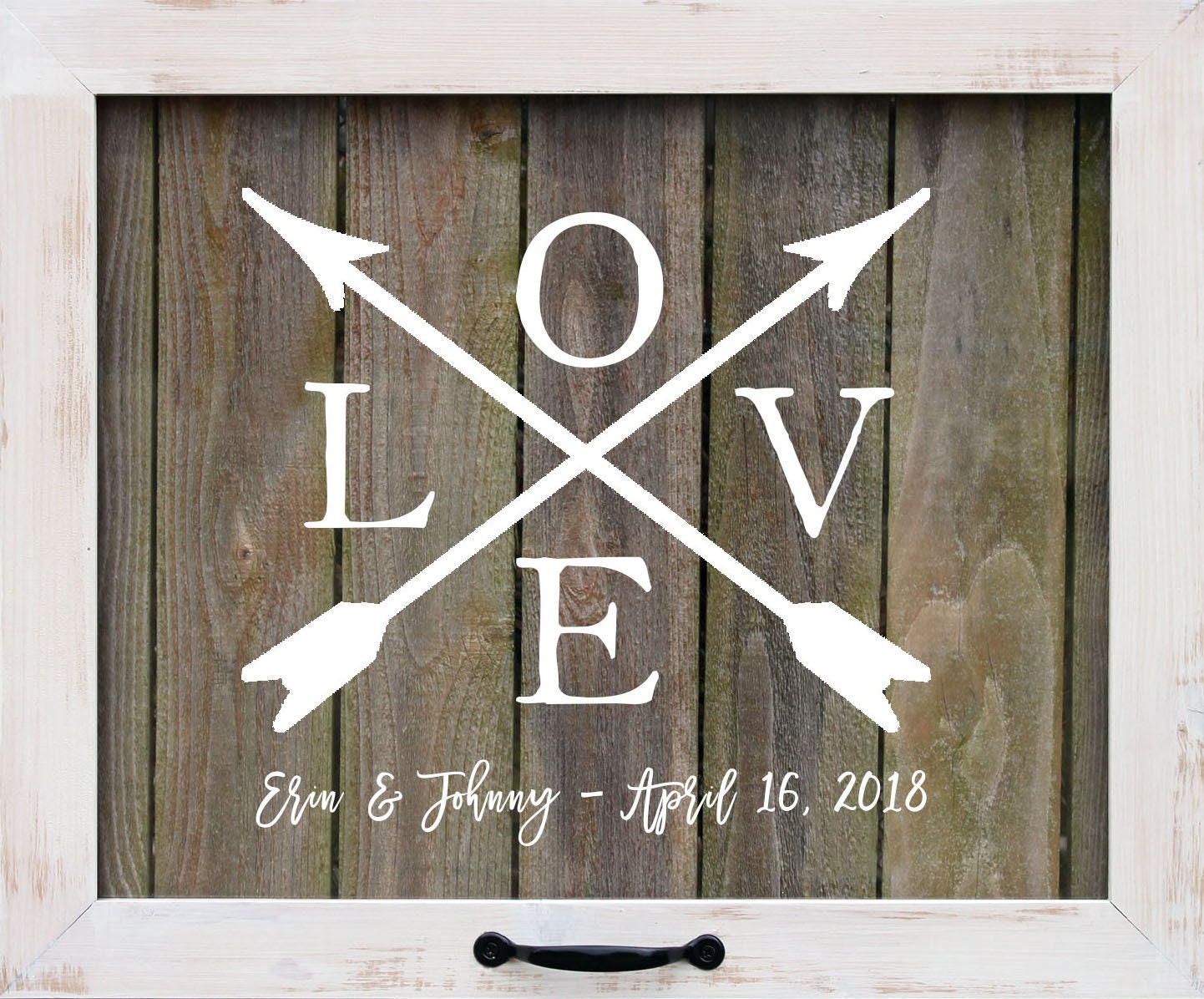 Farmhouse Window Sign, Rustic Love, Personalized Wedding Gift, Rustic Home Decor, Anniversary, Gift for Her, Couple