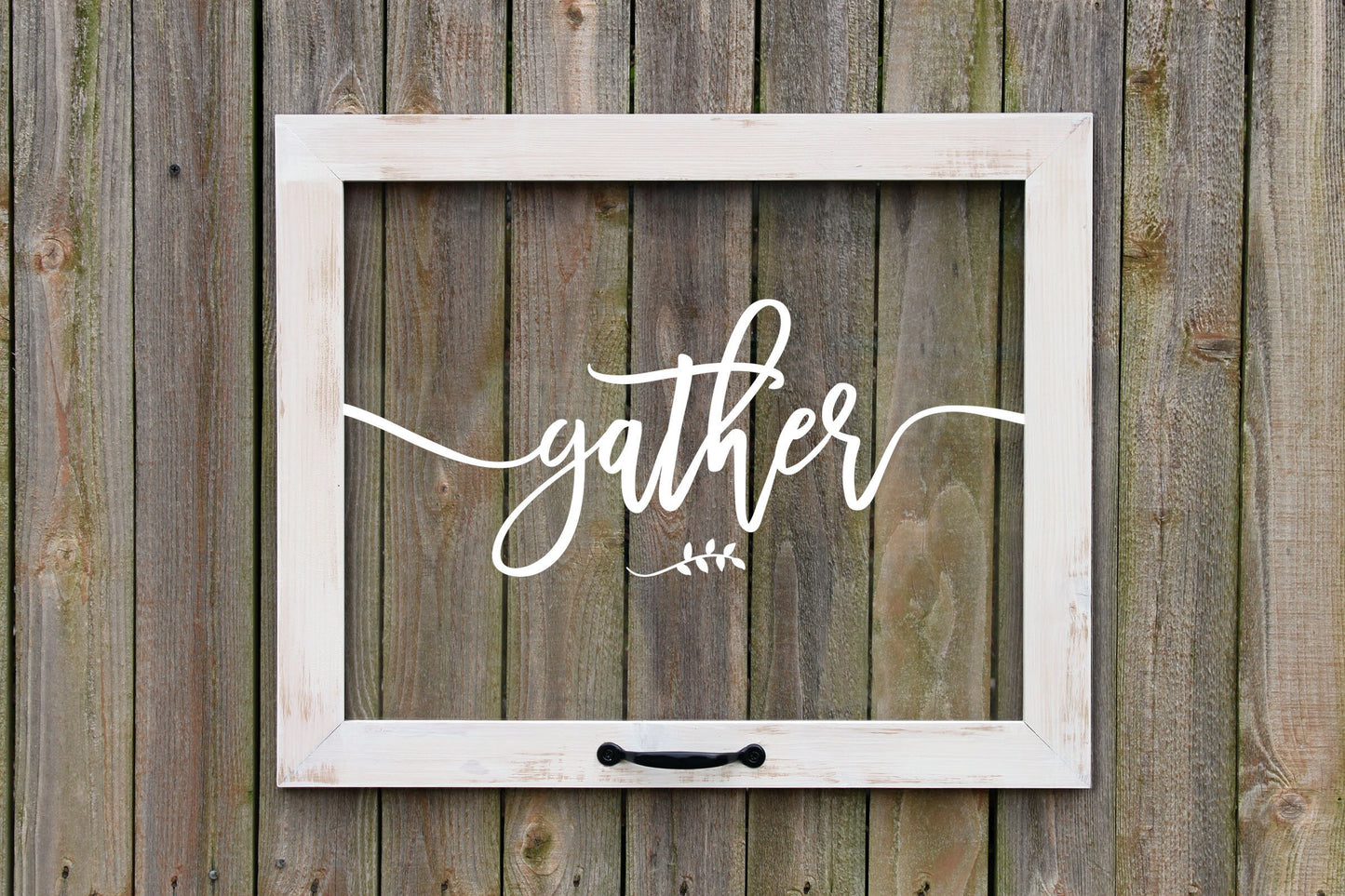 Rustic Framed Gather Sign, Farmhouse Window, Fall Decor, Housewarming, Autumn Decoration, Thanksgiving Wall Art, Dining Room, Kitchen Art