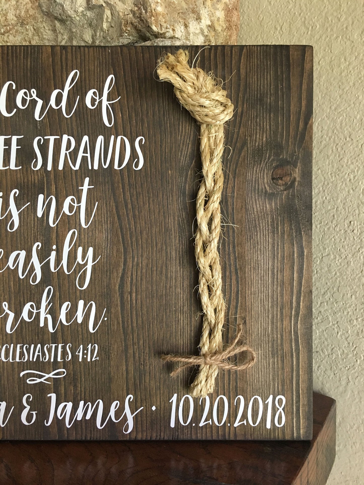 A Cord Of Three Strands Wedding Sign, Ceremony Sign, Ecclesiastes 4:9-12