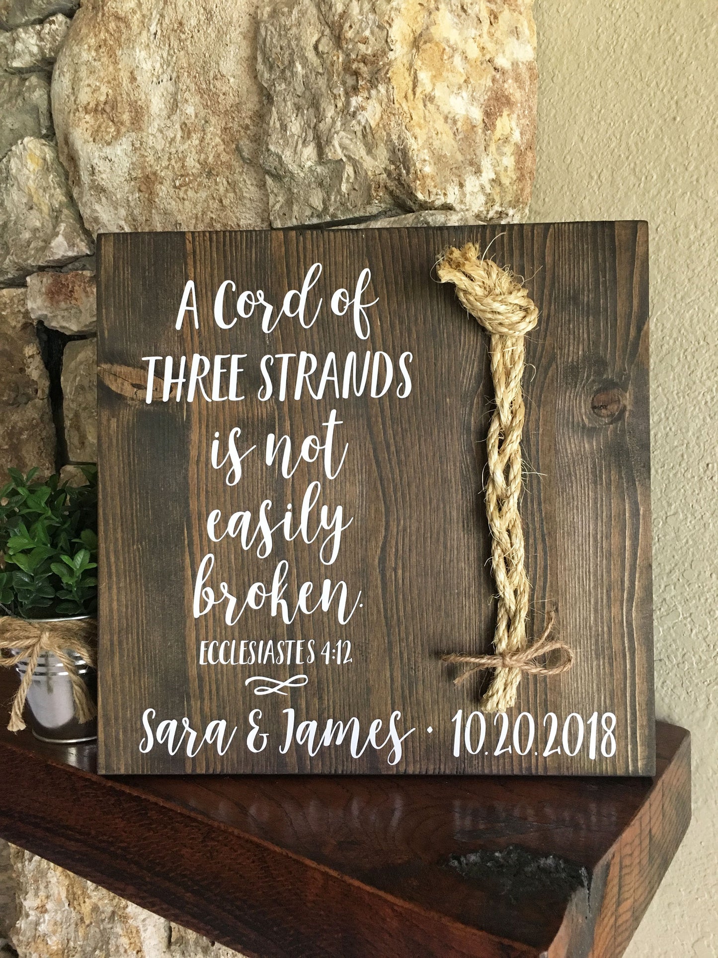 A Cord Of Three Strands Wedding Sign, Ceremony Sign, Ecclesiastes 4:9-12