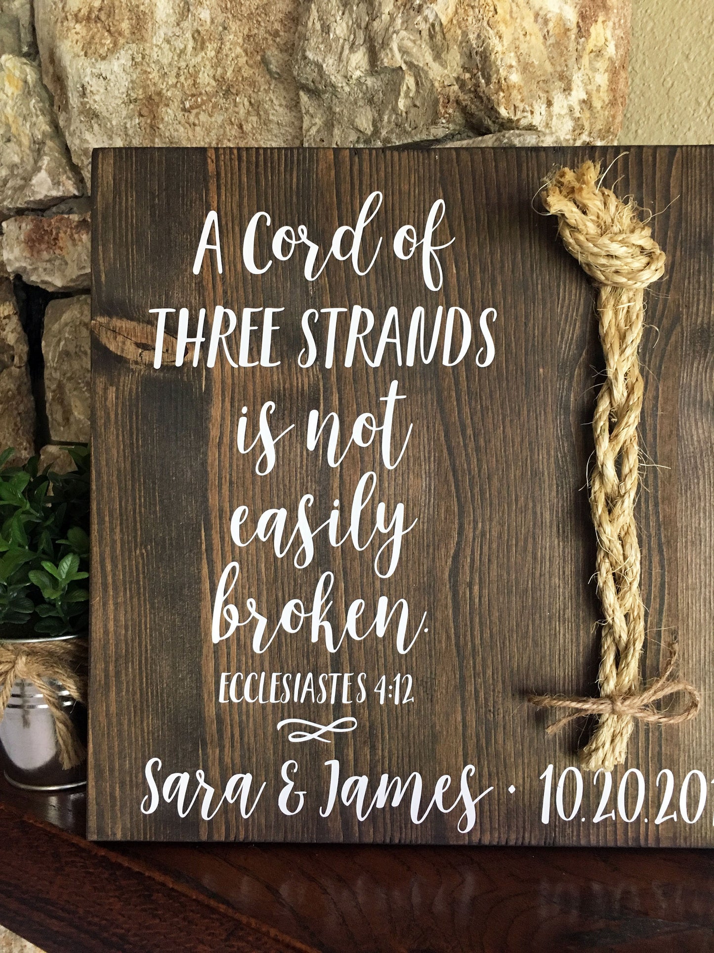 A Cord Of Three Strands Wedding Sign, Ceremony Sign, Ecclesiastes 4:9-12