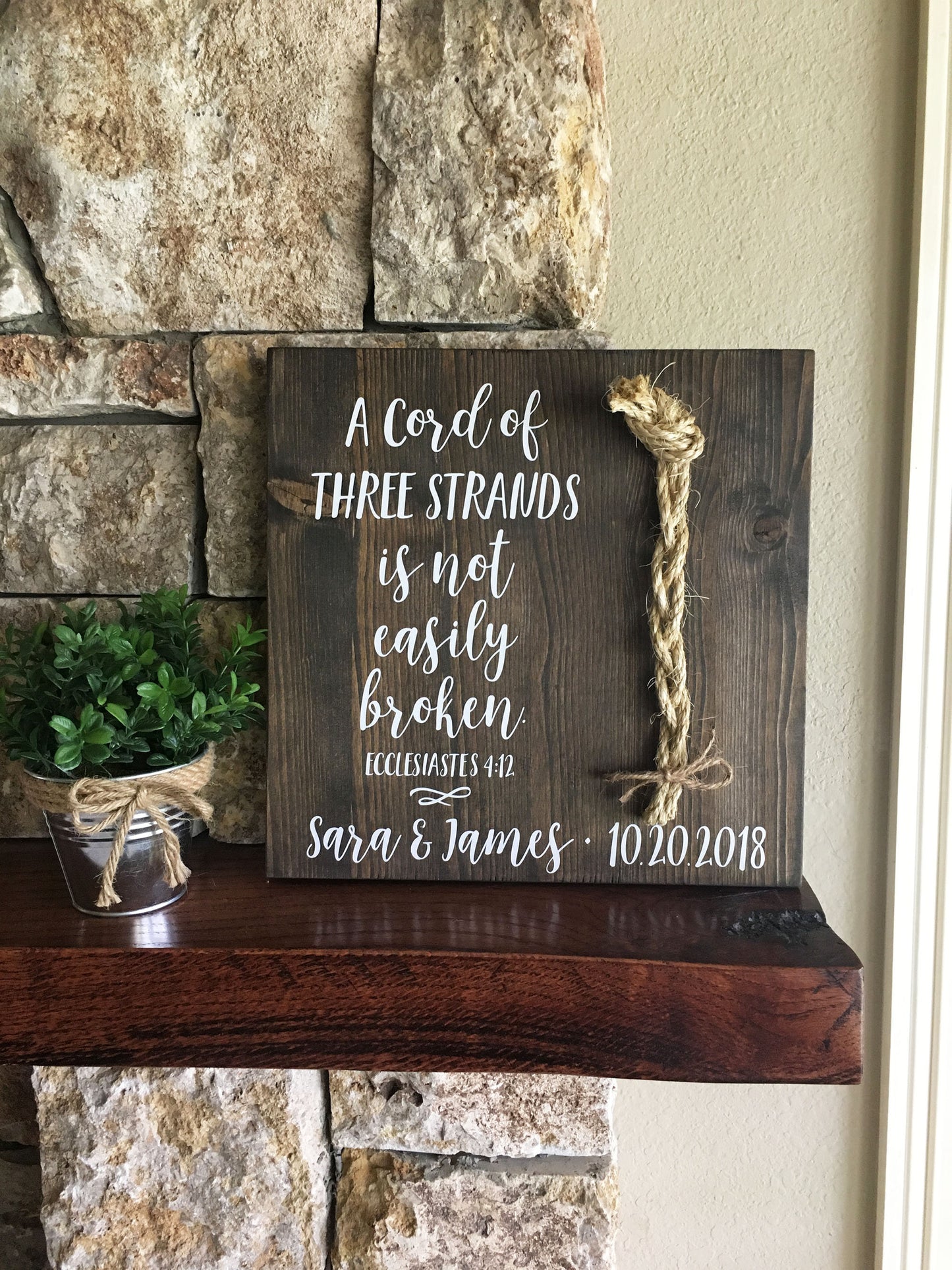 A Cord Of Three Strands Wedding Sign, Ceremony Sign, Ecclesiastes 4:9-12