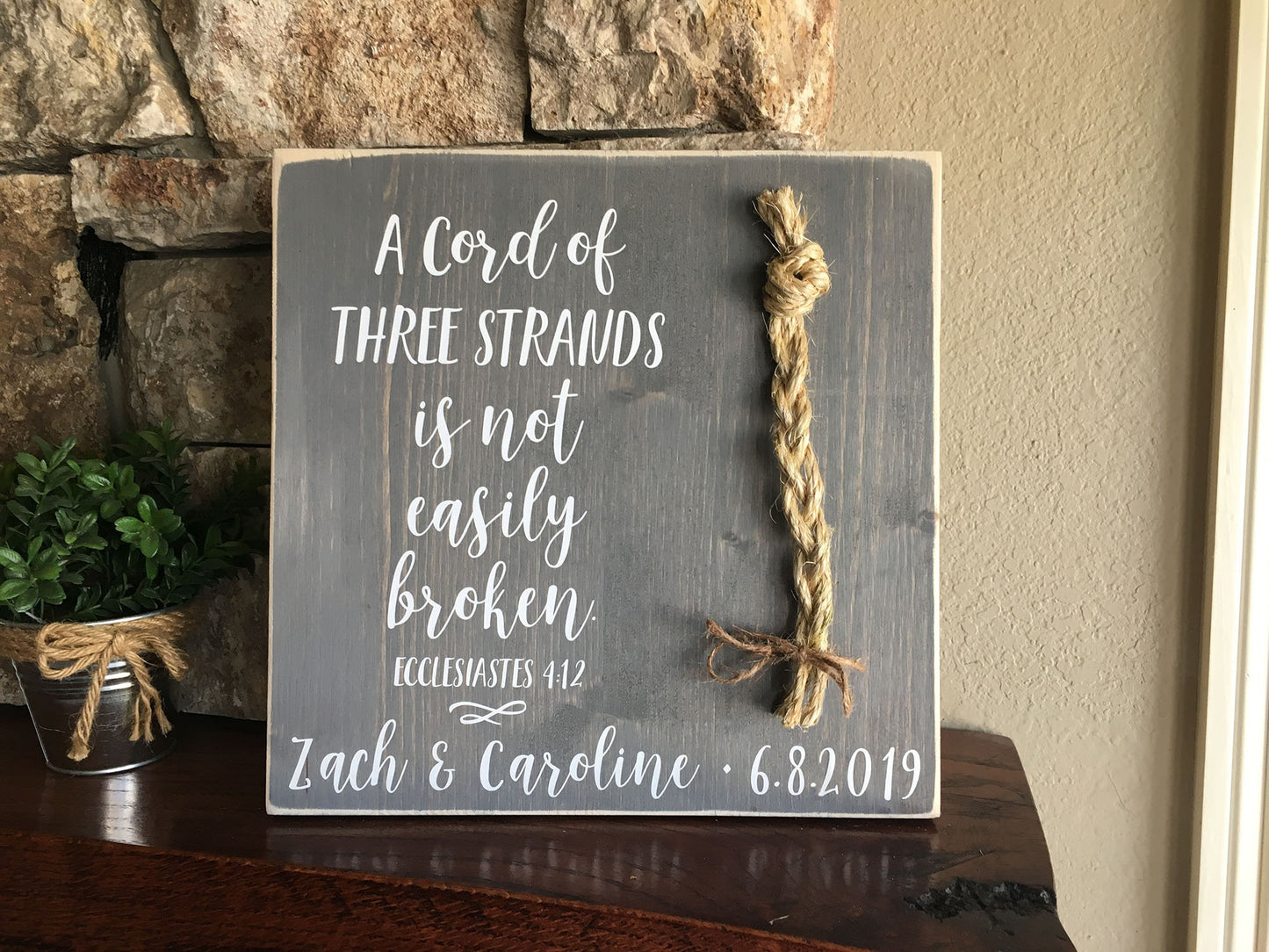 Christian Wedding Gift, A Cord of Three Strands is Not Easily Broken, Personalized Gift for Couple, Anniversary Gift