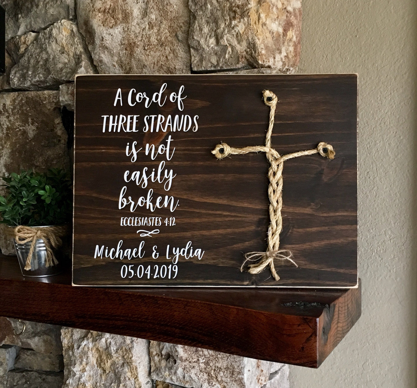 Christian Wedding Gift, A Cord of Three Strands is Not Easily Broken, Personalized Gift for Couple, Anniversary Gift