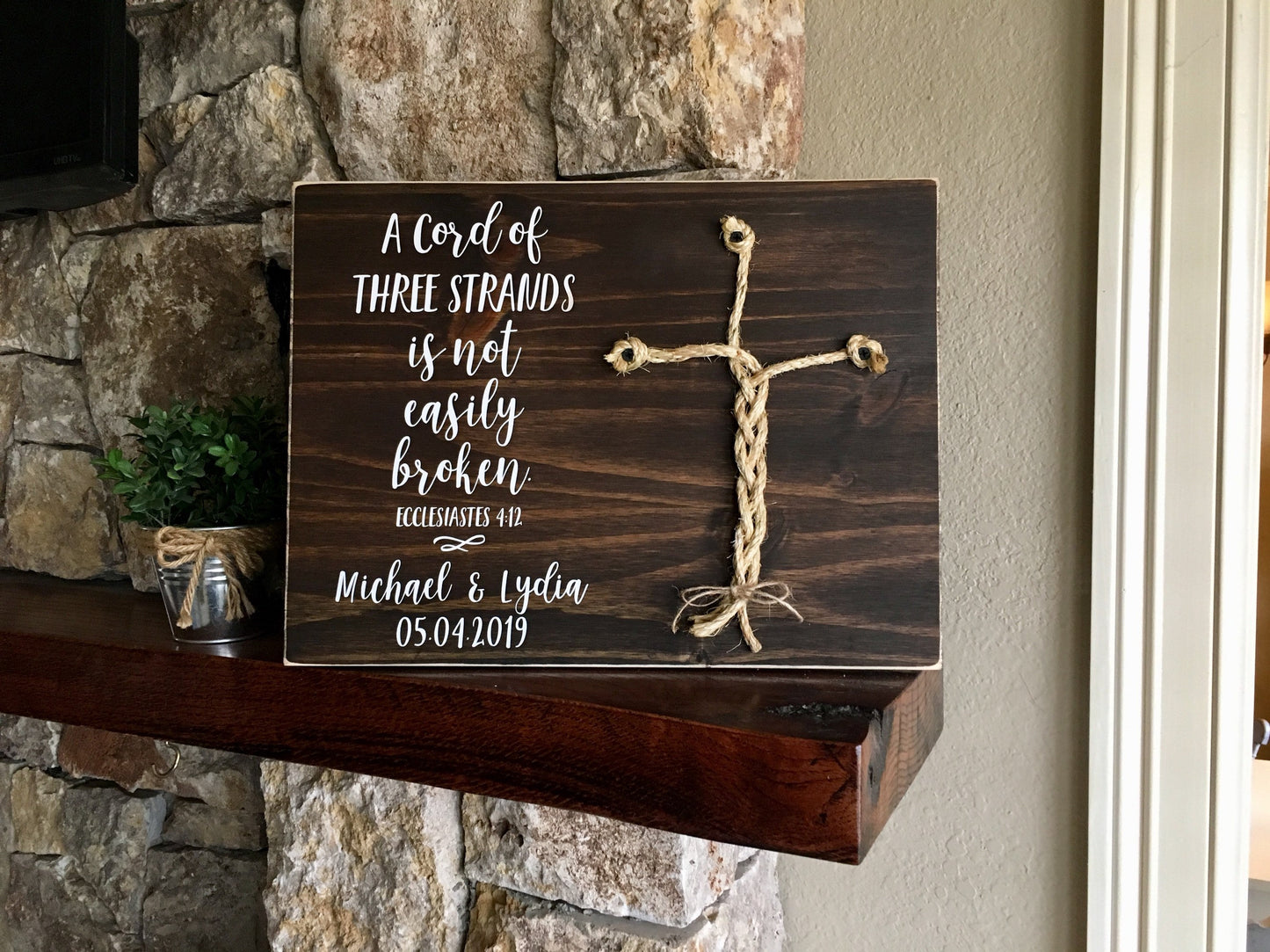 Christian Wedding Gift, A Cord of Three Strands is Not Easily Broken, Personalized Gift for Couple, Anniversary Gift