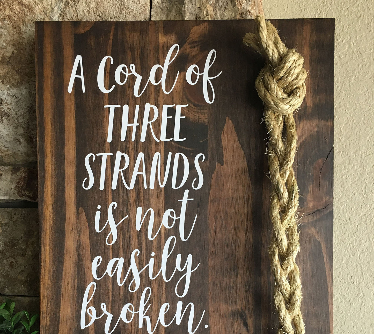 A Cord Of Three Strands Wedding Sign, Ceremony Sign, A Cord of 3 Strands, Ecclesiastes 4:9-12, Wedding Gift, Fall Wedding Decor, Cord Sign