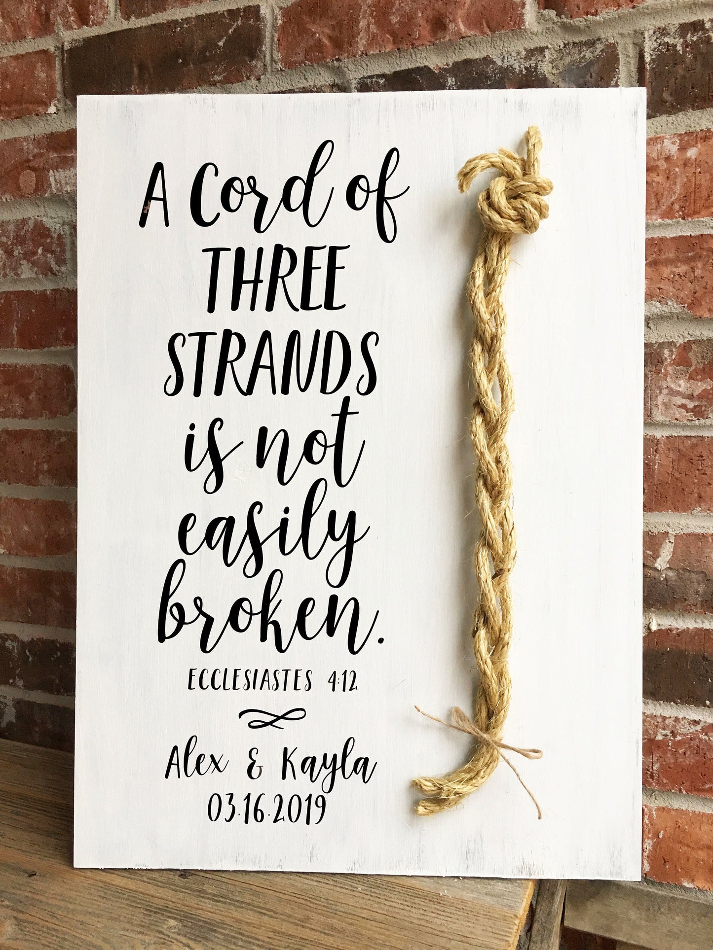 A Cord Of Three Strands Wedding Sign, Ceremony Sign, A Cord of 3 Strands, Ecclesiastes 4:9-12, Wedding Gift, Fall Wedding Decor, Cord Sign