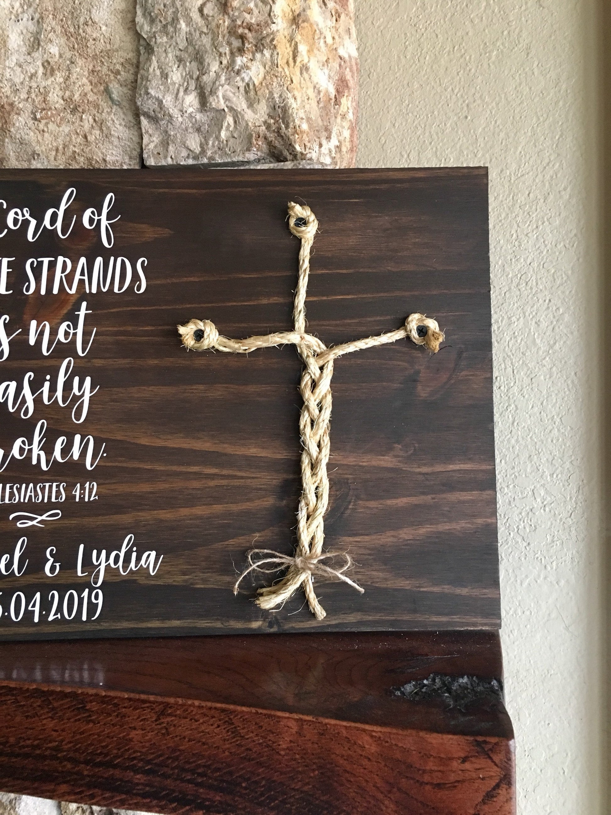 Christian Wedding Gift, A Cord of Three Strands is Not Easily Broken, Personalized Gift for Couple, Anniversary Gift