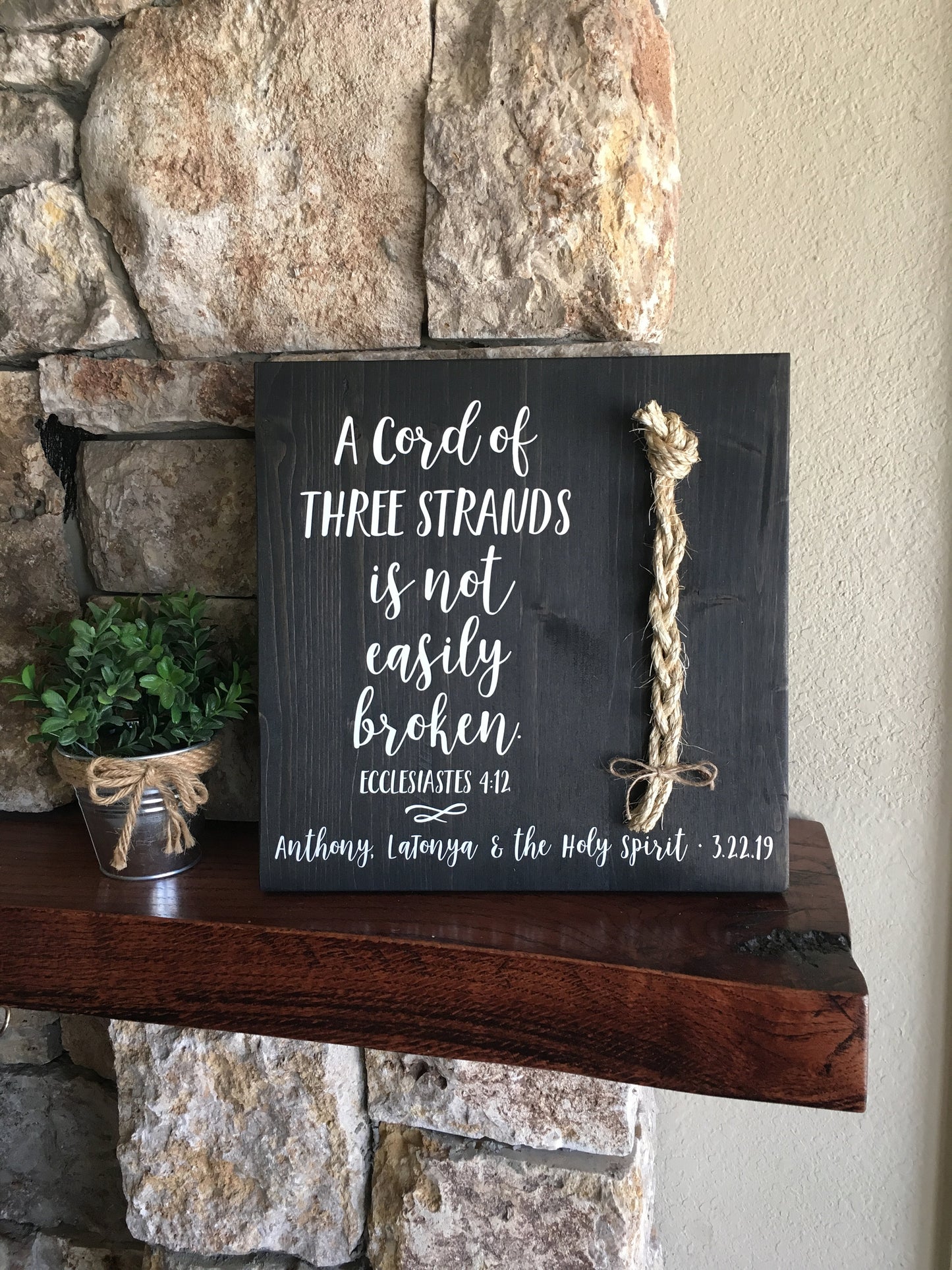 A Cord Of Three Strands Wedding Sign, Ceremony Sign, Ecclesiastes 4:9-12