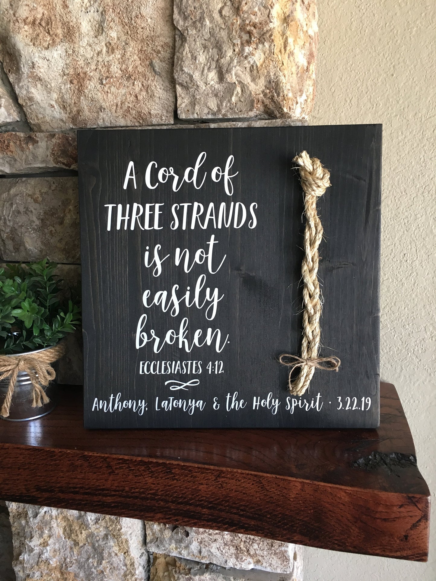 A Cord Of Three Strands Wedding Sign, Ceremony Sign, Ecclesiastes 4:9-12