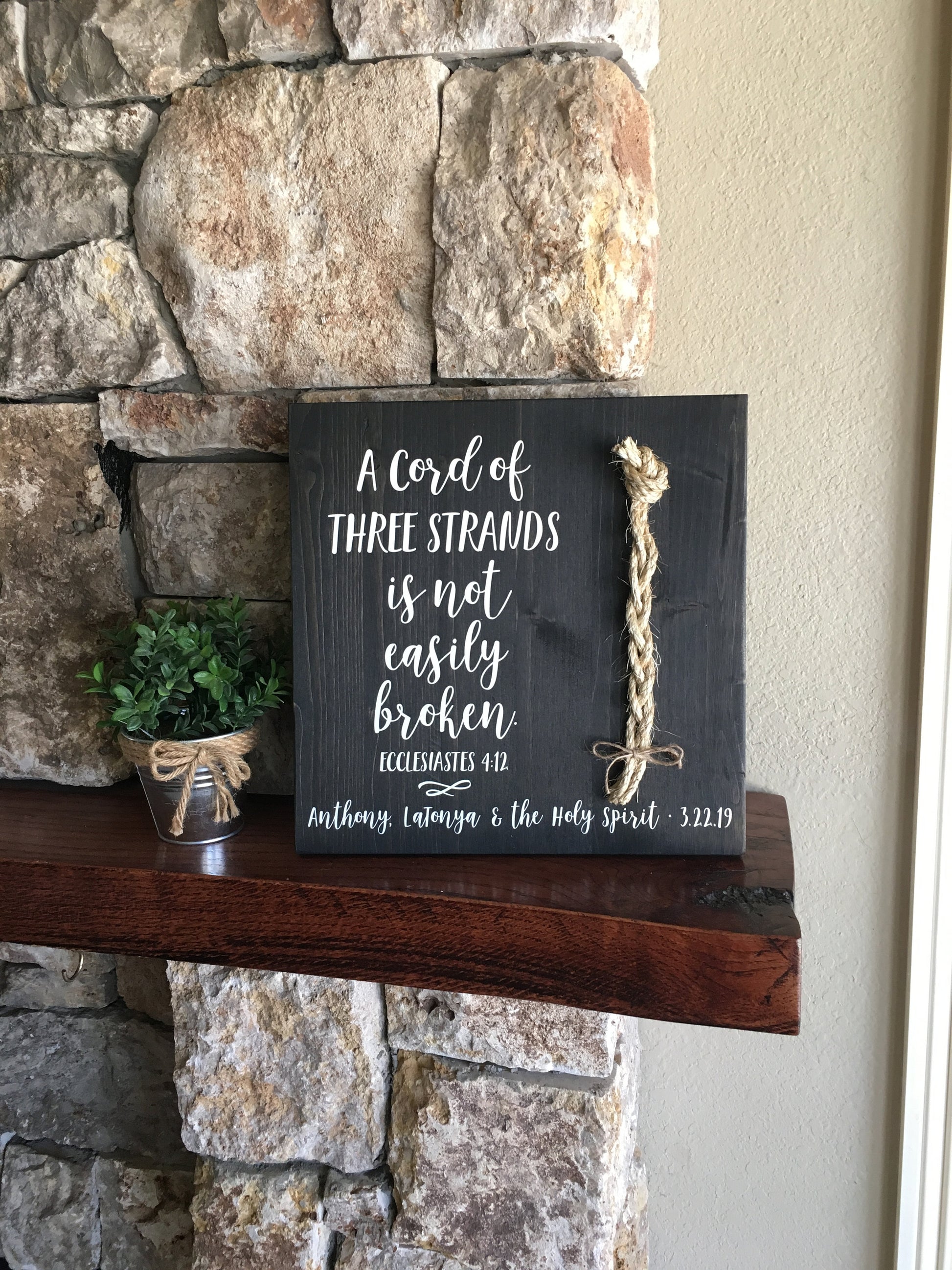 A Cord Of Three Strands Wedding Sign, Ceremony Sign, Ecclesiastes 4:9-12