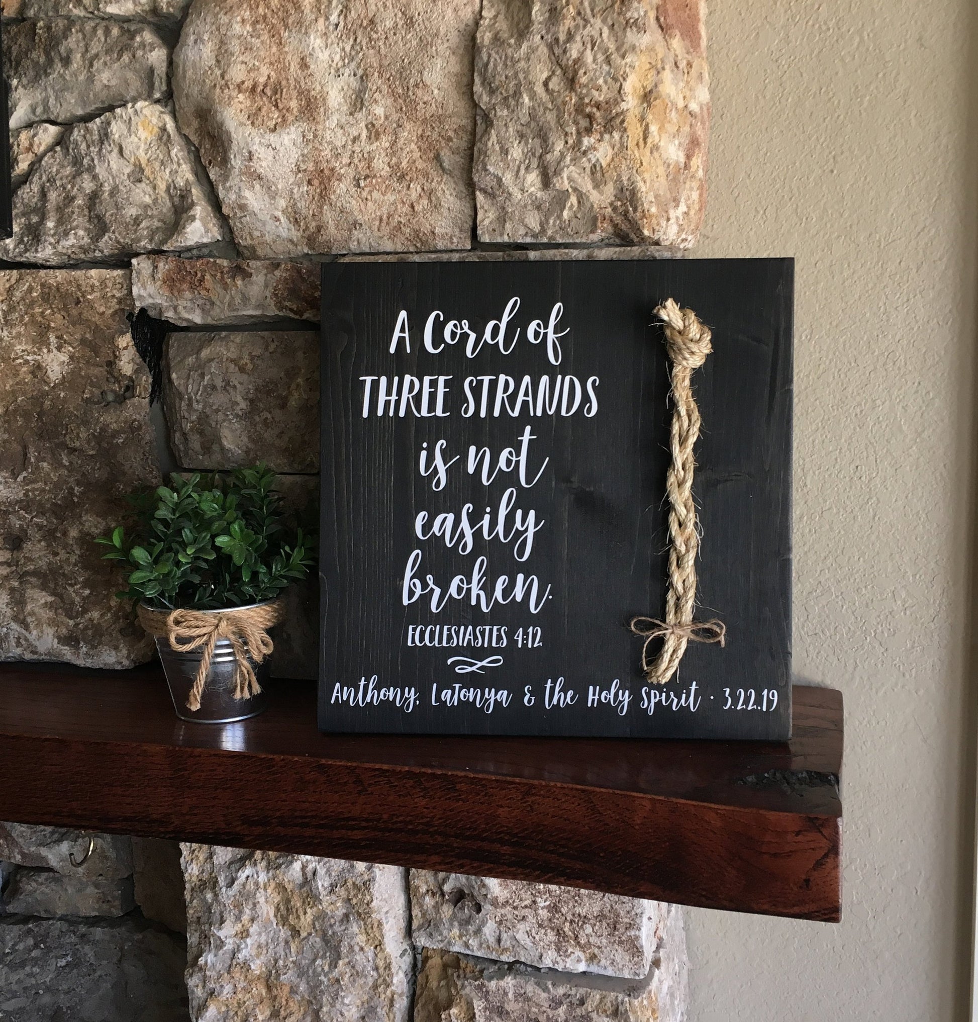 A Cord Of Three Strands Wedding Sign, Ceremony Sign, Ecclesiastes 4:9-12