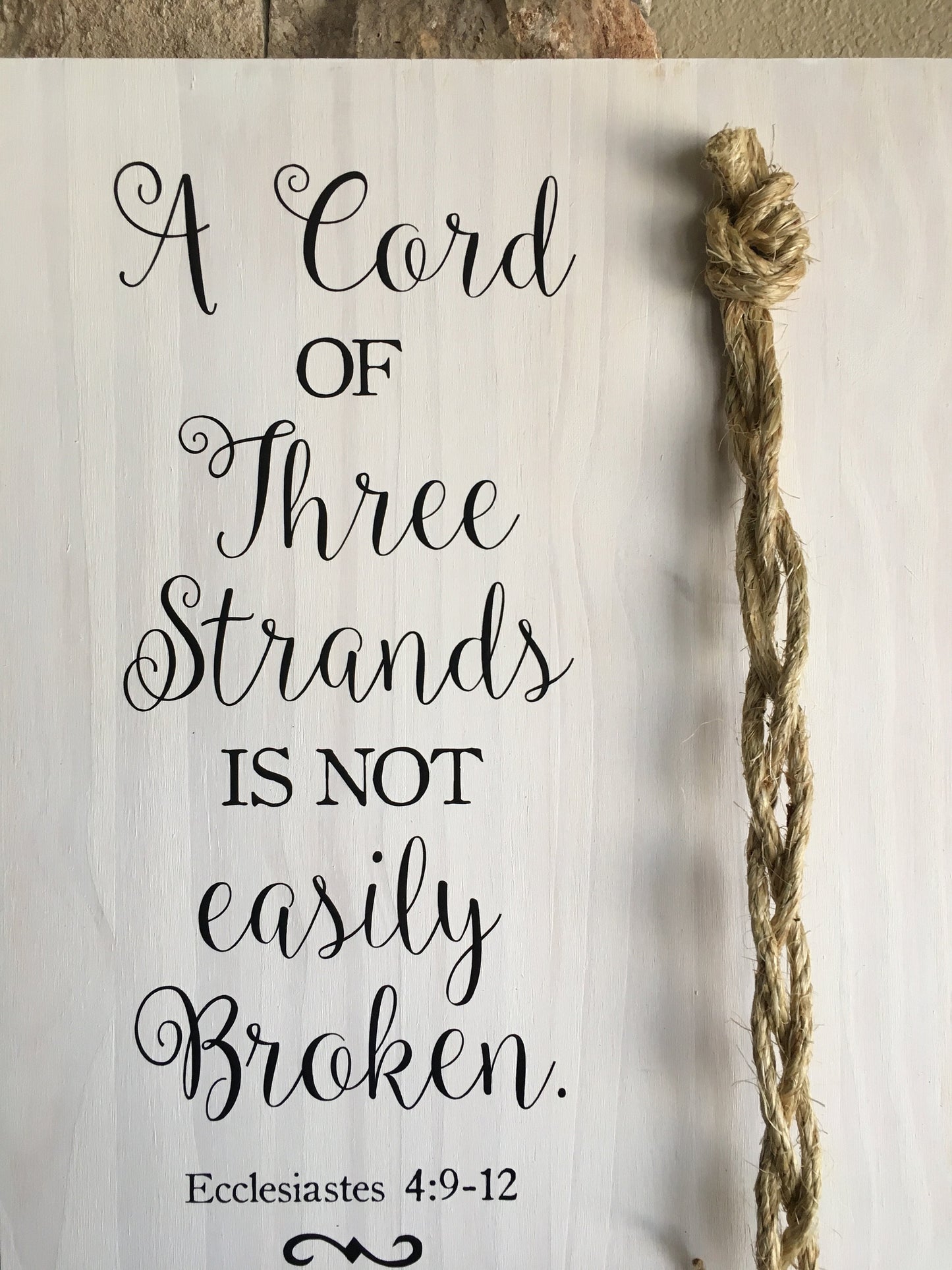 A Cord Of Three Strands Wedding Sign, Ceremony Sign, A Cord of 3 Strands, Ecclesiastes 4:9-12, Wedding Gift, Fall Wedding Decor, Cord Sign