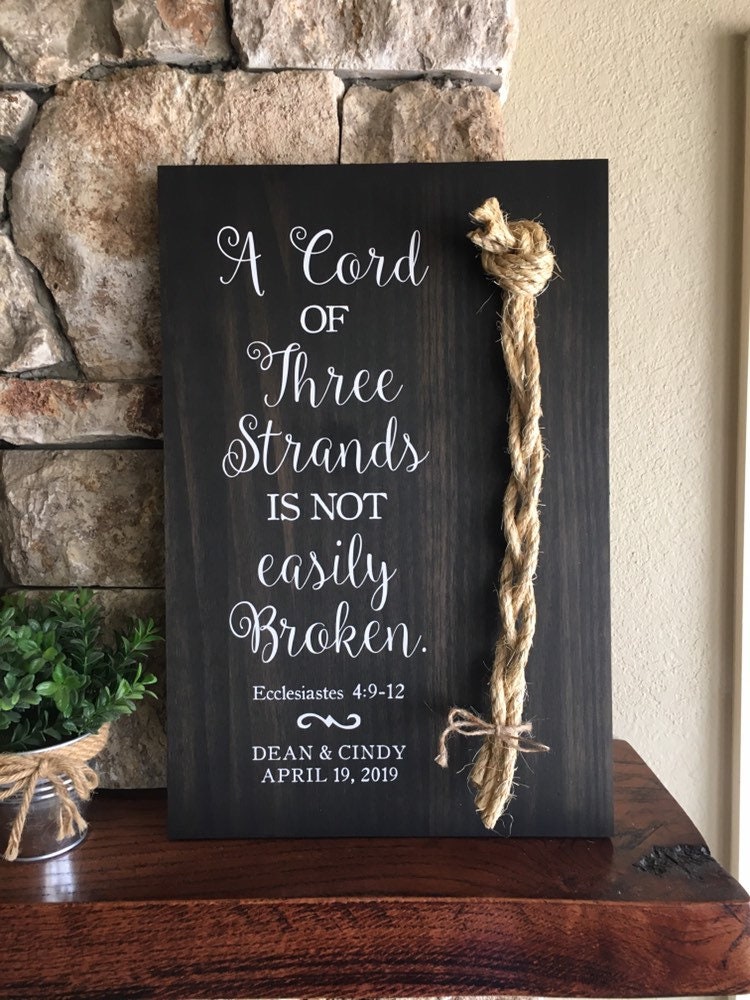 A Cord Of Three Strands Wedding Sign, Ceremony Sign, A Cord of 3 Strands, Ecclesiastes 4:9-12, Wedding Gift, Fall Wedding Decor, Cord Sign