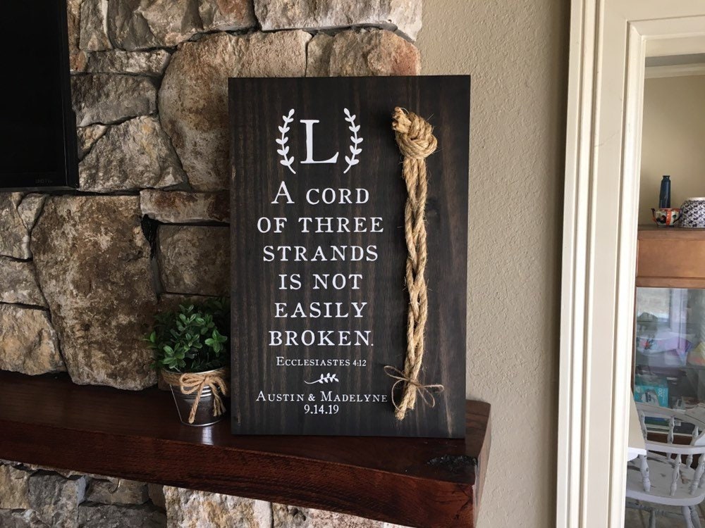 A Cord Of Three Strands Wedding Sign, Ceremony Sign, A Cord of 3 Strands, Ecclesiastes 4:9-12, Wedding Gift, Fall Wedding Decor, Cord Sign