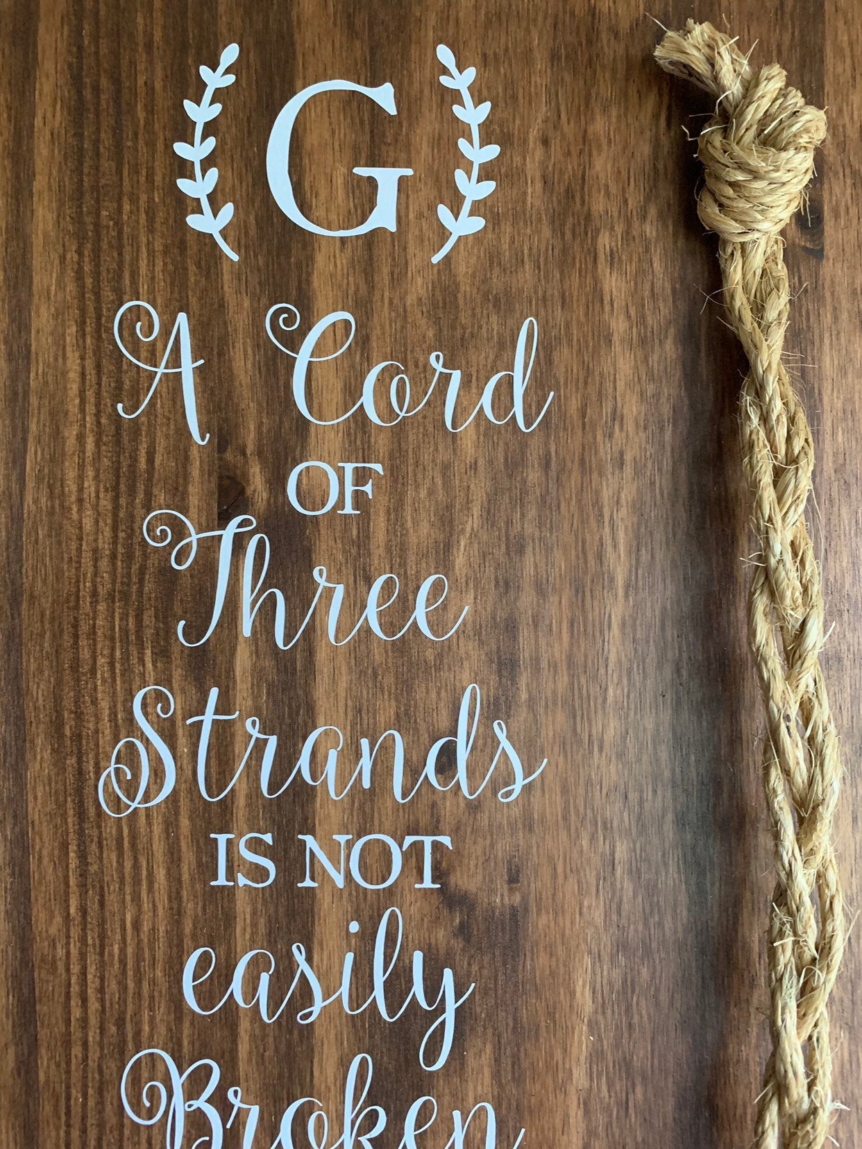 Christian Wedding Gift, A Cord of Three Strands is Not Easily Broken, Personalized Gift for Couple, Anniversary Gift