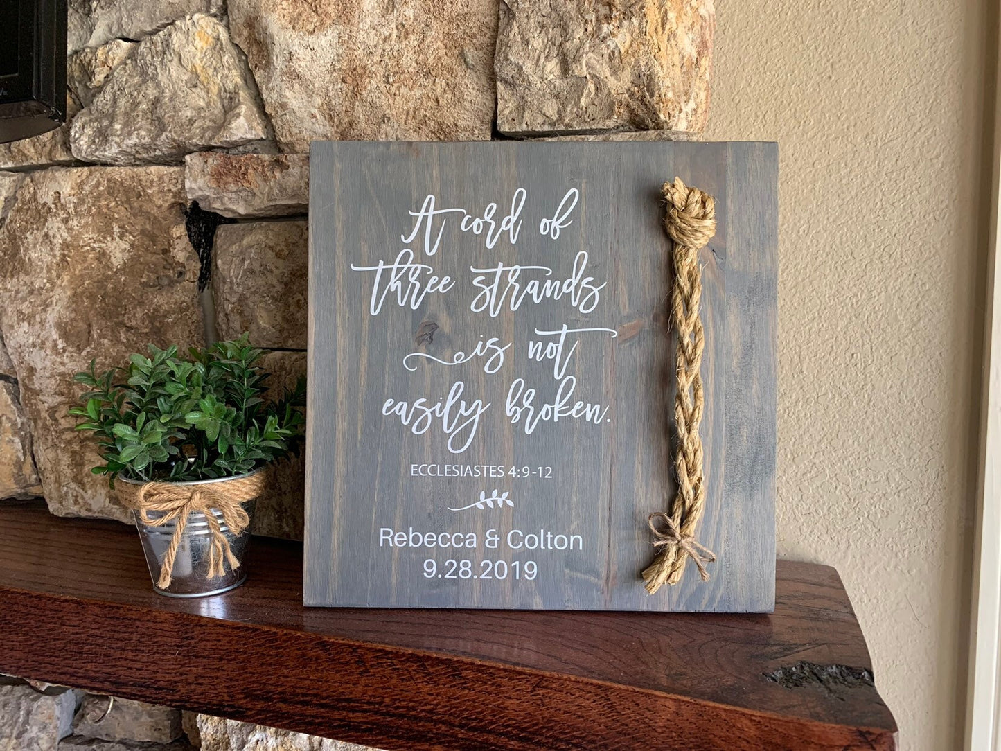 A Cord Of Three Strands Wedding Sign, Ceremony Sign, A Cord of 3 Strands, Ecclesiastes 4:9-12, Wedding Gift,