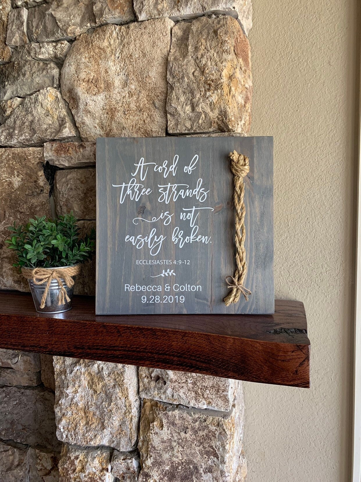 A Cord Of Three Strands Wedding Sign, Ceremony Sign, A Cord of 3 Strands, Ecclesiastes 4:9-12, Wedding Gift,