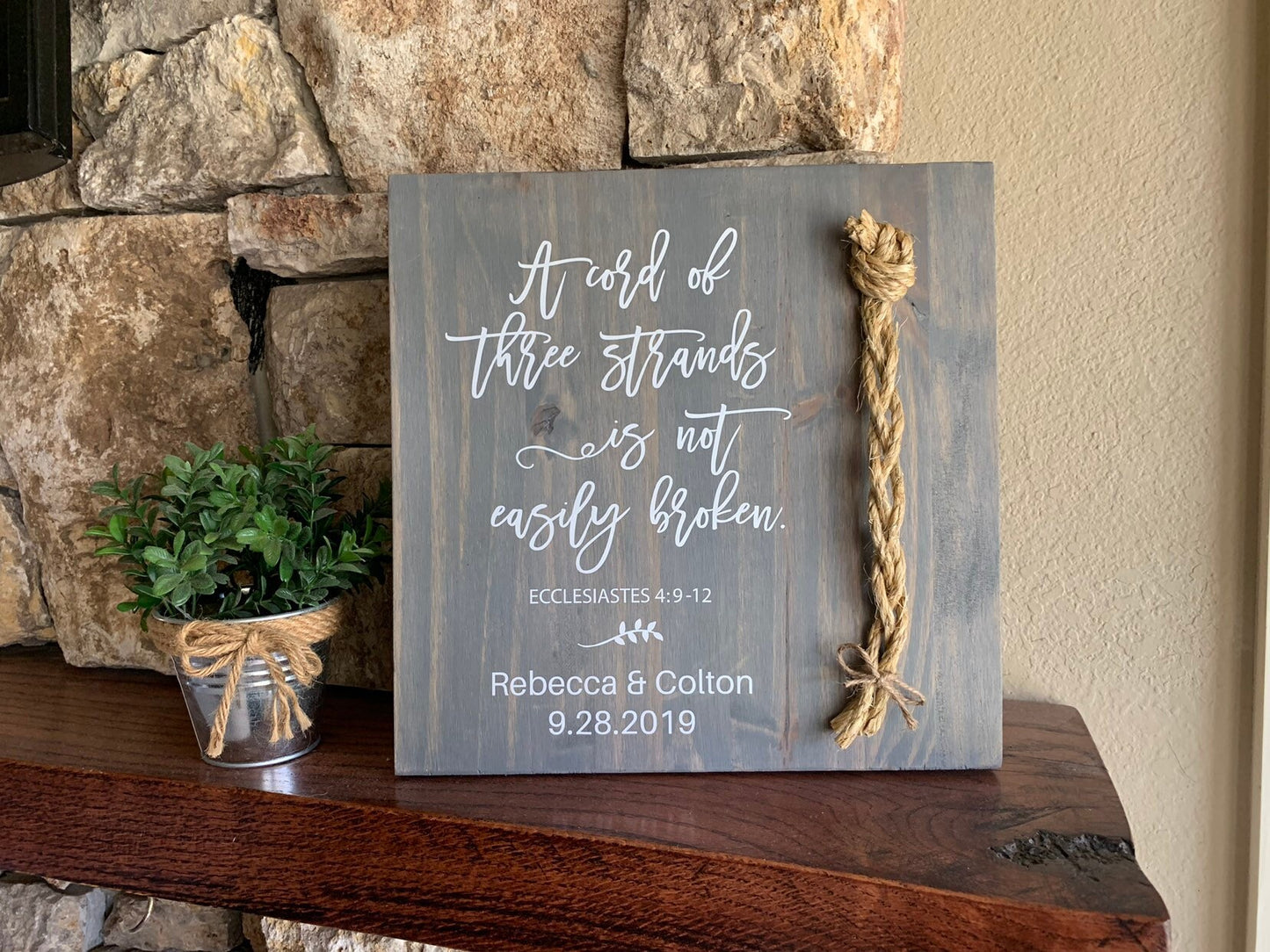 A Cord Of Three Strands Wedding Sign, Ceremony Sign, A Cord of 3 Strands, Ecclesiastes 4:9-12, Wedding Gift,