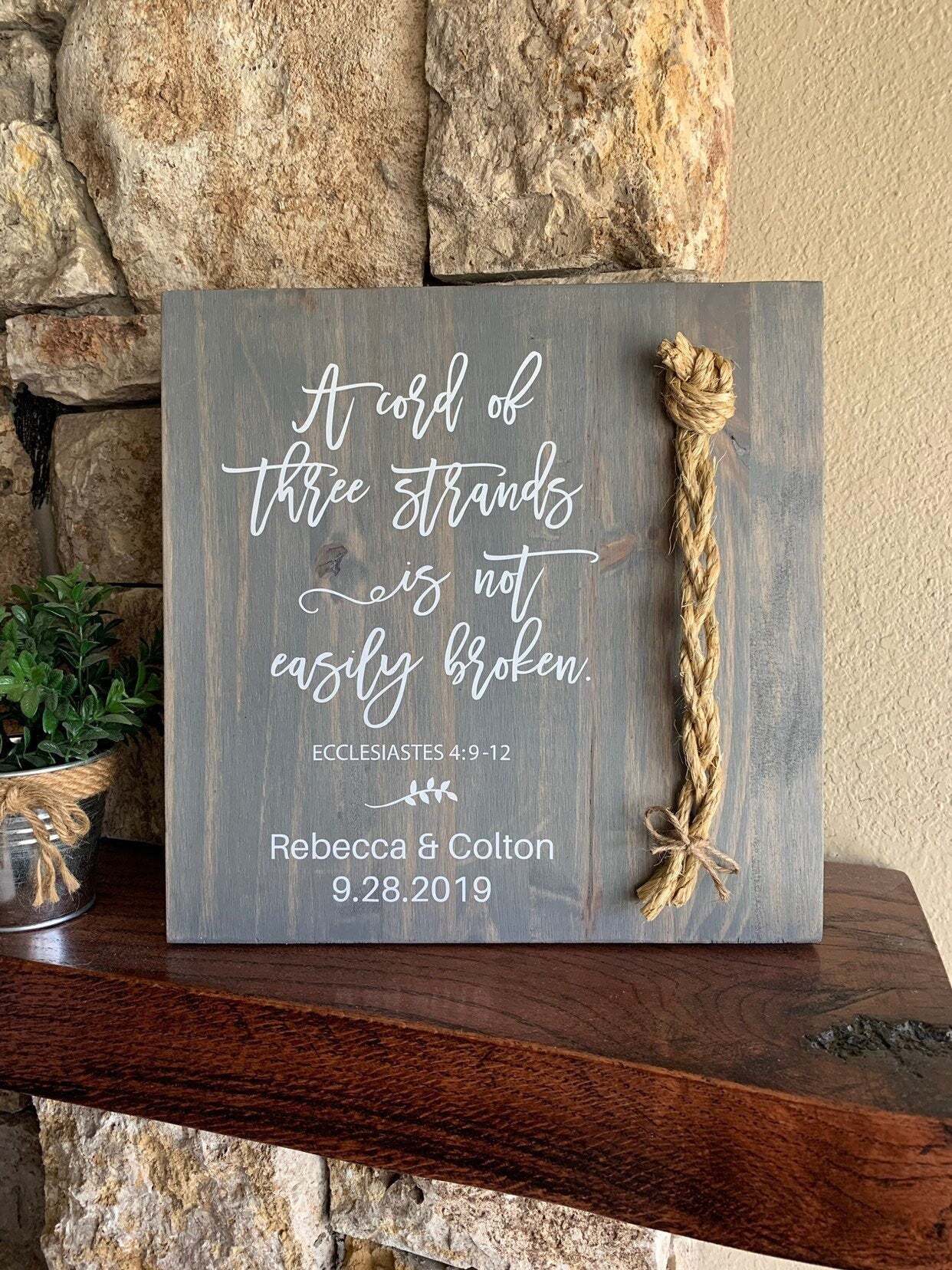 A Cord Of Three Strands Wedding Sign, Ceremony Sign, A Cord of 3 Strands, Ecclesiastes 4:9-12, Wedding Gift,