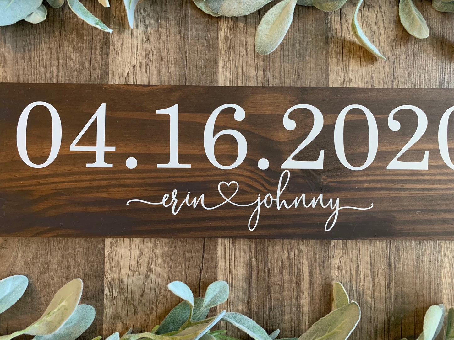 Save the Date Sign, Wedding Announcement Sign, Engagement Photo Prop, Rustic Wedding Decor, (Dark Walnut Color Shown)