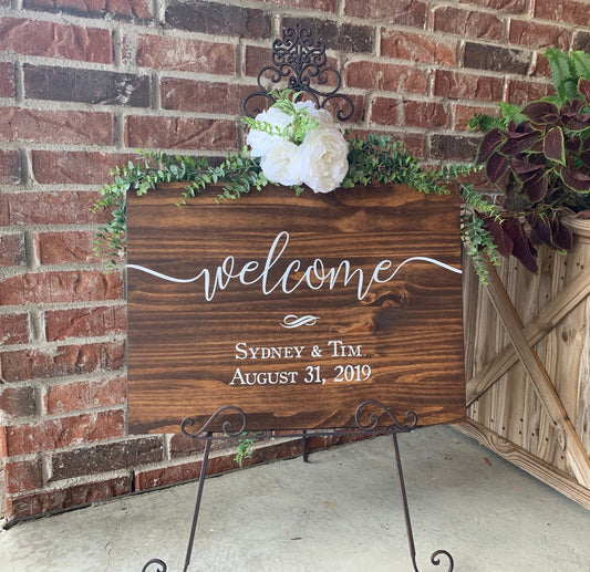 Wedding Welcome Sign, Personalized Wood Sign, Rustic Wedding Decor