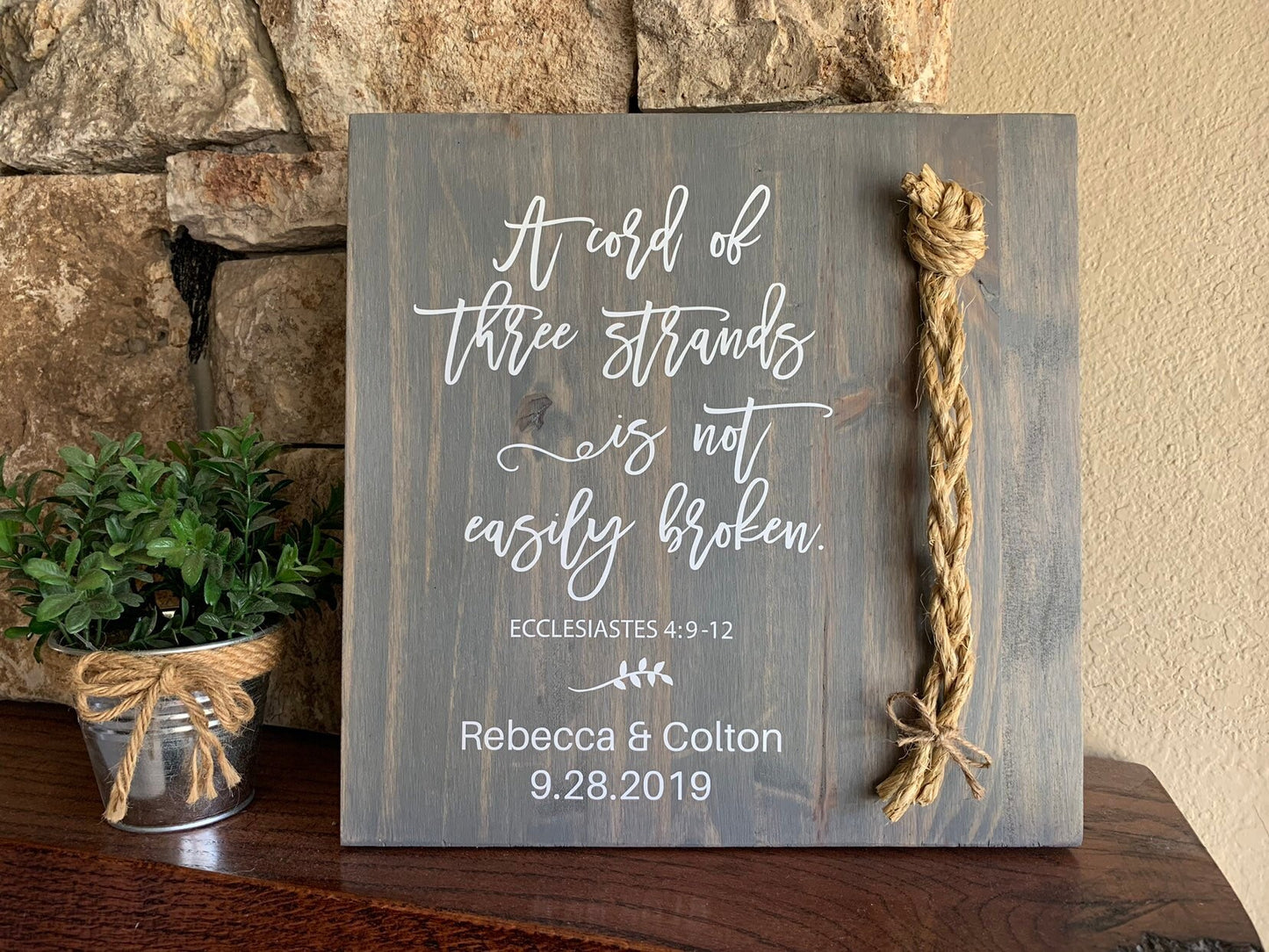 A Cord Of Three Strands Wedding Sign, Ceremony Sign, A Cord of 3 Strands, Ecclesiastes 4:9-12, Wedding Gift,