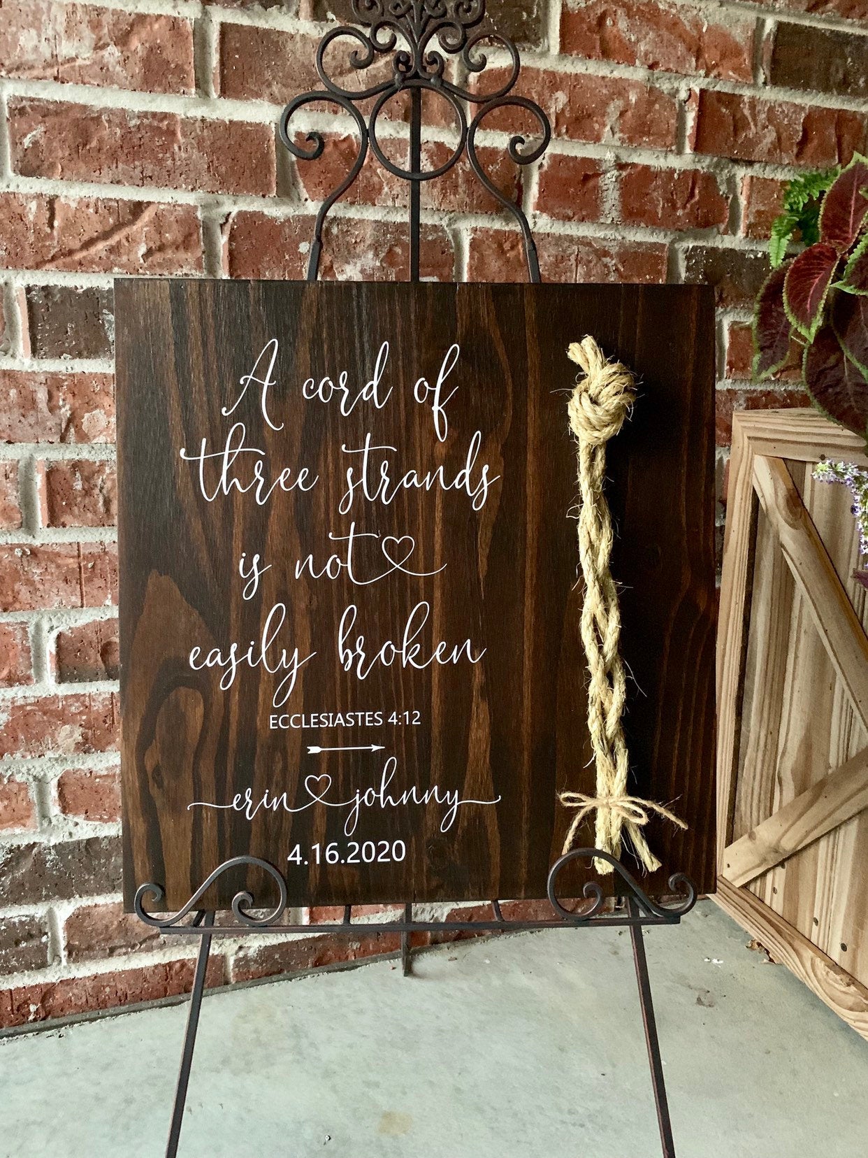 A Cord Of Three Strands Wedding Sign, Ceremony Sign, Ecclesiastes 4:9-12