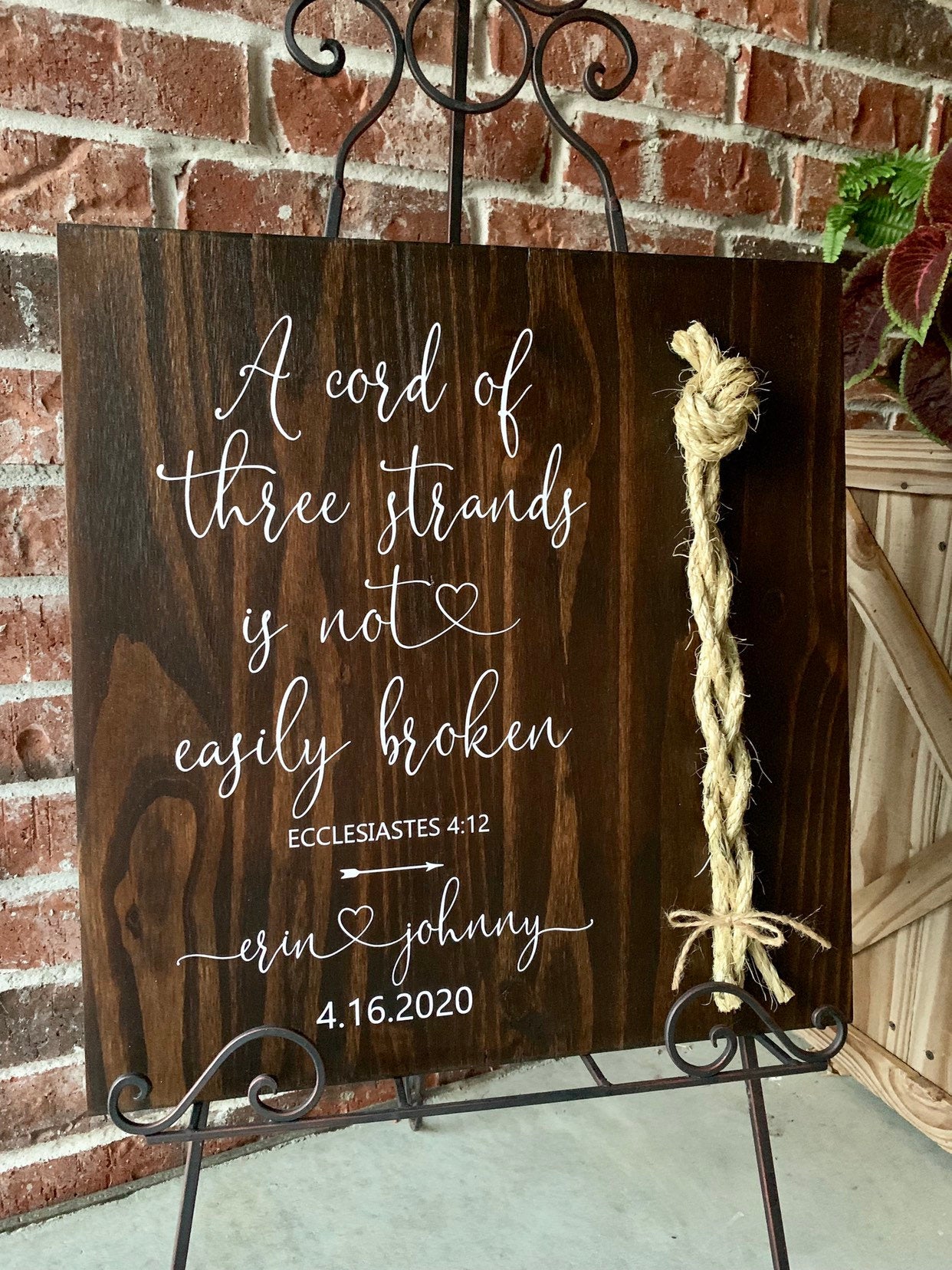 A Cord Of Three Strands Wedding Sign, Ceremony Sign, Ecclesiastes 4:9-12