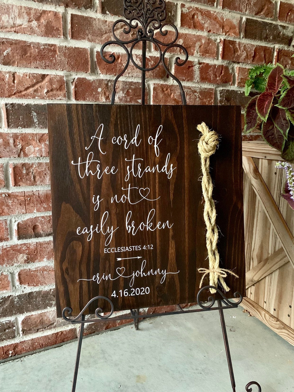 A Cord Of Three Strands Wedding Sign, Ceremony Sign, Ecclesiastes 4:9-12