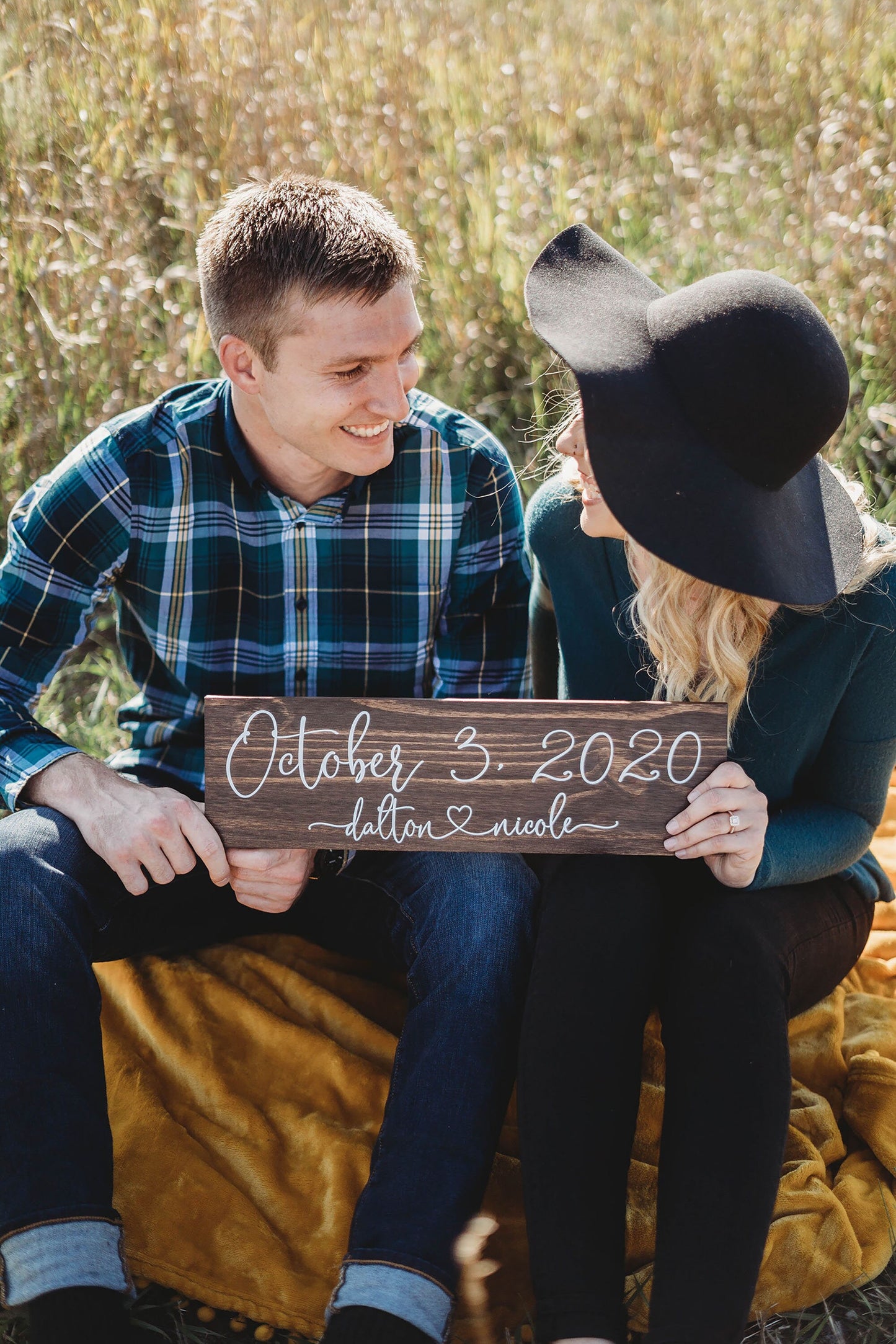 Save the Date Sign, Wedding Announcement Sign, Engagement Photo Prop, Rustic Wedding Decor