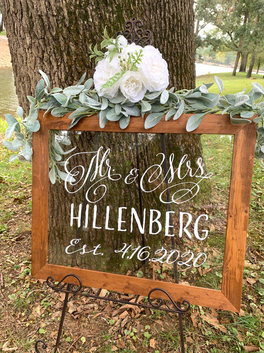 Mr and Mrs Wedding Sign, Wedding Welcome Sign,  Acrylic Wedding Sign