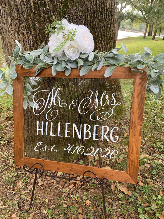 Mr and Mrs Wedding Sign, Wedding Welcome Sign,  Acrylic Wedding Sign