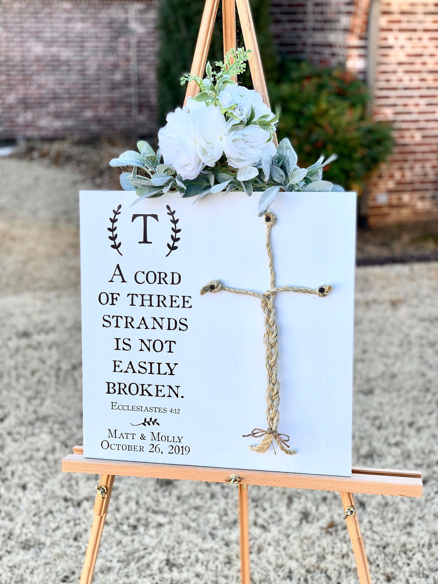 A Cord Of Three Strands Wedding Sign, Ceremony Sign, A Cord of 3 Strands, Ecclesiastes 4:9-12, Wedding Gift, Fall Wedding Decor, Cord Sign