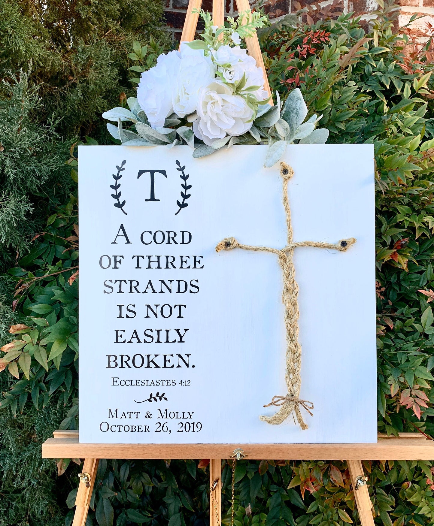 A Cord Of Three Strands Wedding Sign, Ceremony Sign, A Cord of 3 Strands, Ecclesiastes 4:9-12, Wedding Gift, Fall Wedding Decor, Cord Sign