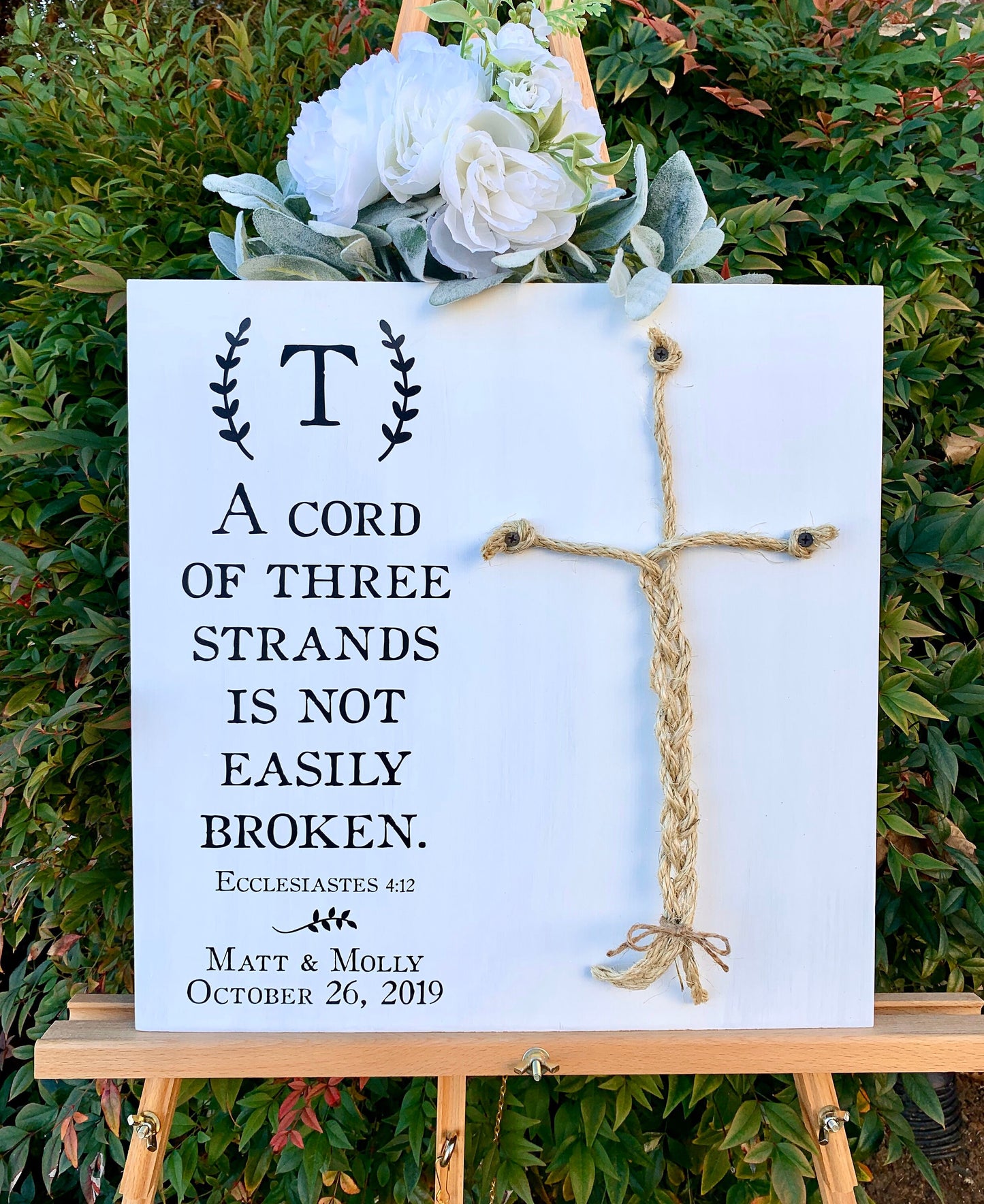 A Cord Of Three Strands Wedding Sign, Ceremony Sign, A Cord of 3 Strands, Ecclesiastes 4:9-12, Wedding Gift, Fall Wedding Decor, Cord Sign