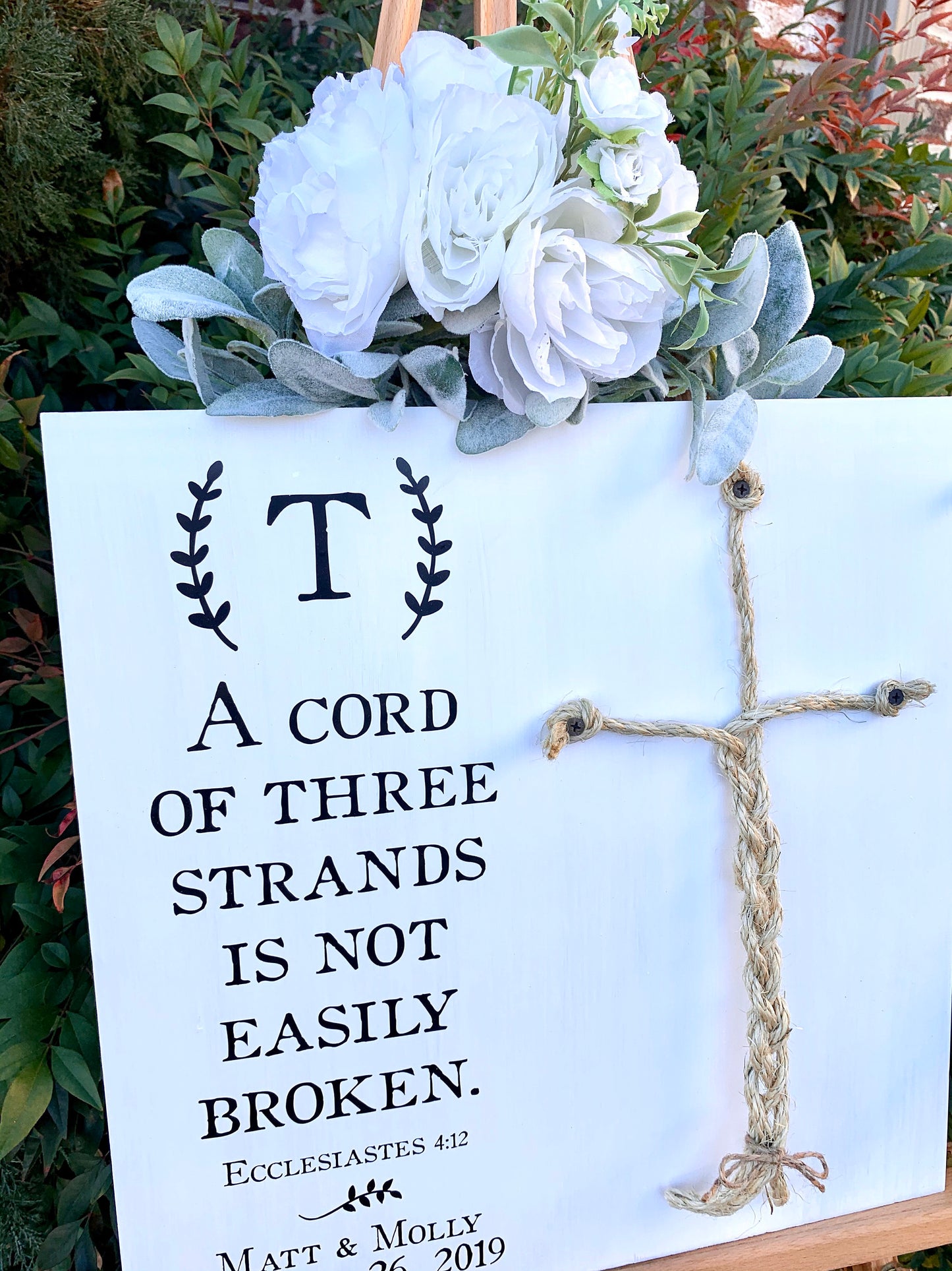 A Cord Of Three Strands Wedding Sign, Ceremony Sign, A Cord of 3 Strands, Ecclesiastes 4:9-12, Wedding Gift, Fall Wedding Decor, Cord Sign