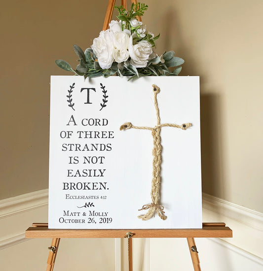 A Cord Of Three Strands Wedding Sign, Ceremony Sign, A Cord of 3 Strands, Ecclesiastes 4:9-12, Wedding Gift, Fall Wedding Decor, Cord Sign