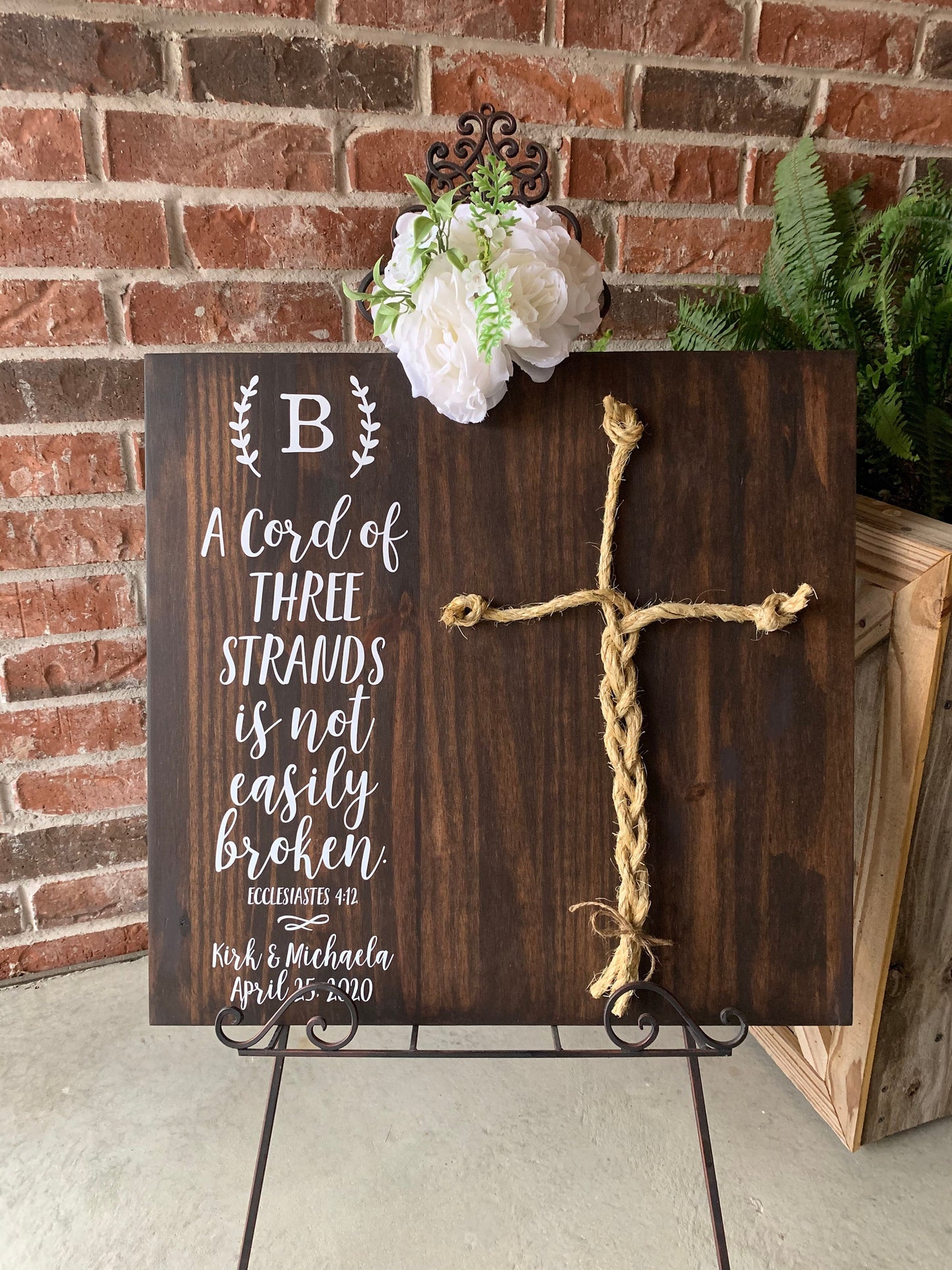 A Cord Of Three Strands Wedding Sign, Ceremony Sign, A Cord of 3 Strands, Ecclesiastes 4:9-12, Wedding Gift, Fall Wedding Decor, Cord Sign