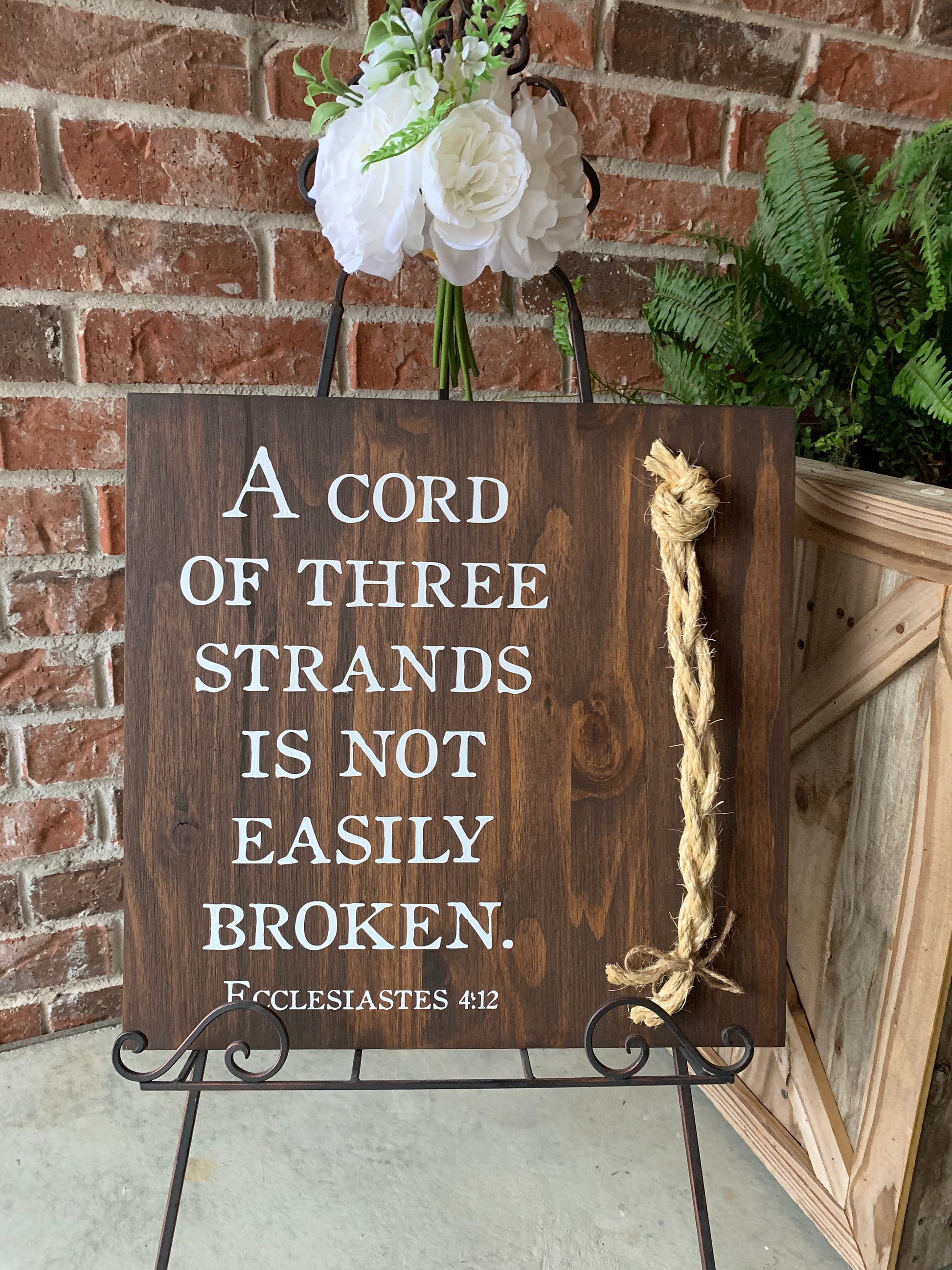 Christian Wedding Gift, A Cord of Three Strands is Not Easily Broken, Gift for Couple, Anniversary Gift