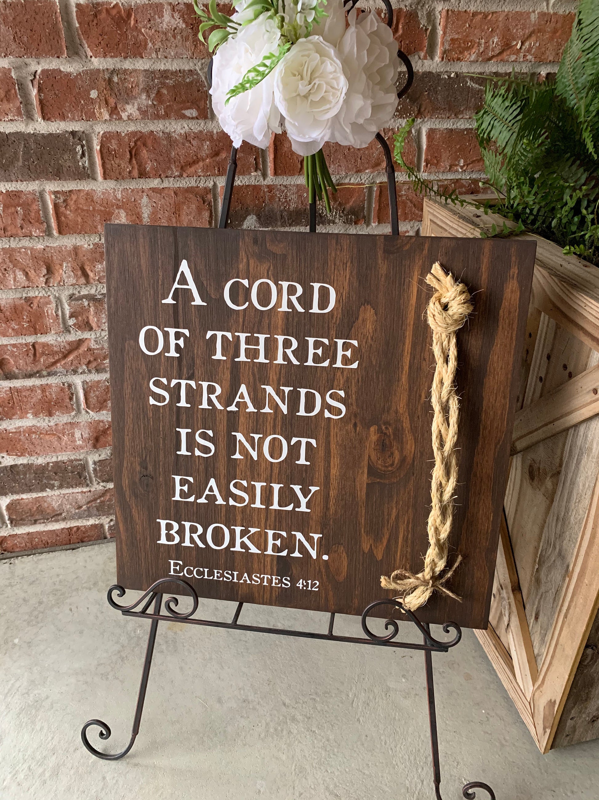 Christian Wedding Gift, A Cord of Three Strands is Not Easily Broken, Gift for Couple, Anniversary Gift