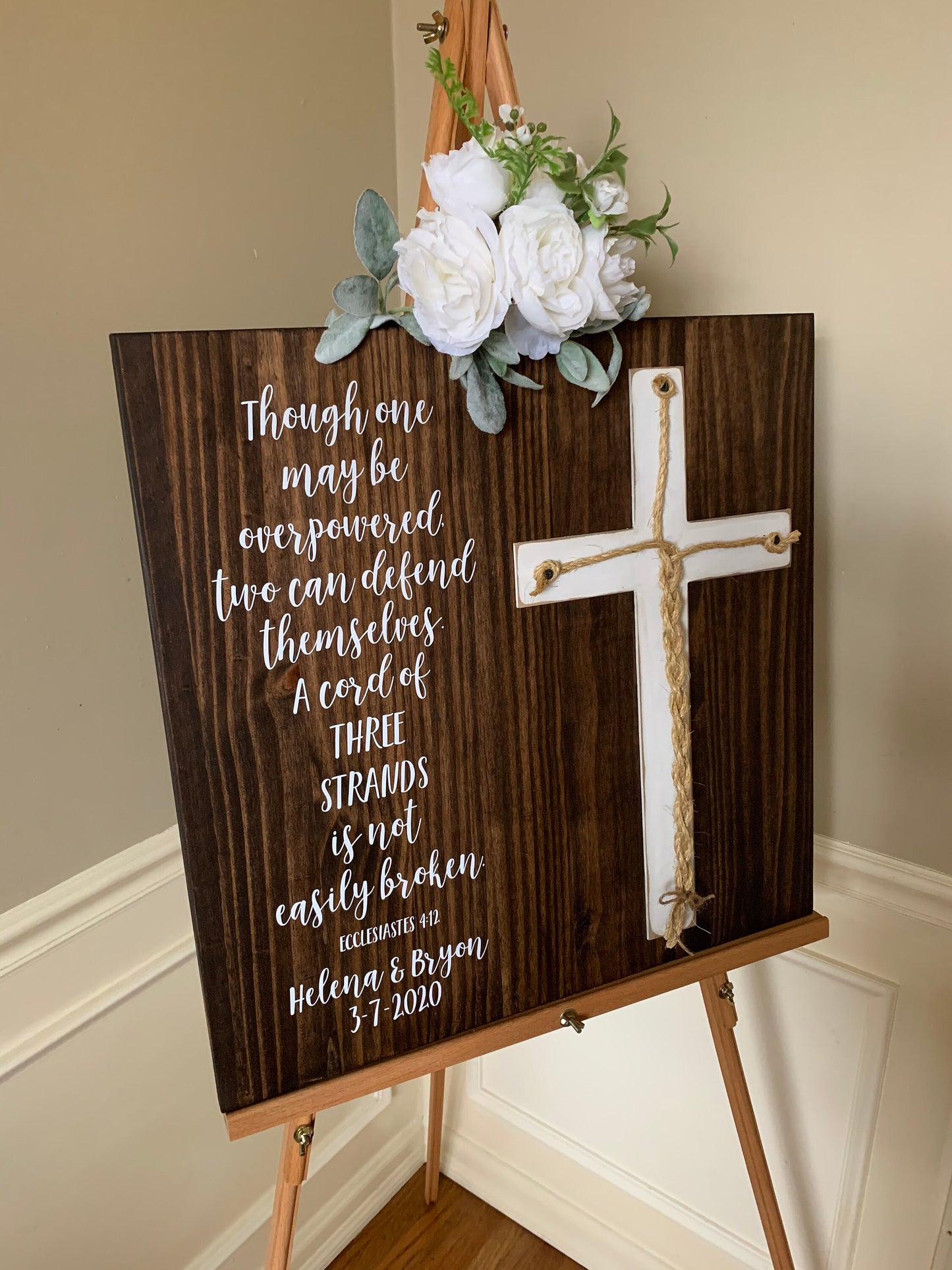 A Cord Of Three Strands Wedding Sign, Ceremony Sign, A Cord of 3 Strands, Ecclesiastes 4:9-12, Wedding Gift, Fall Wedding Decor, Cord Sign