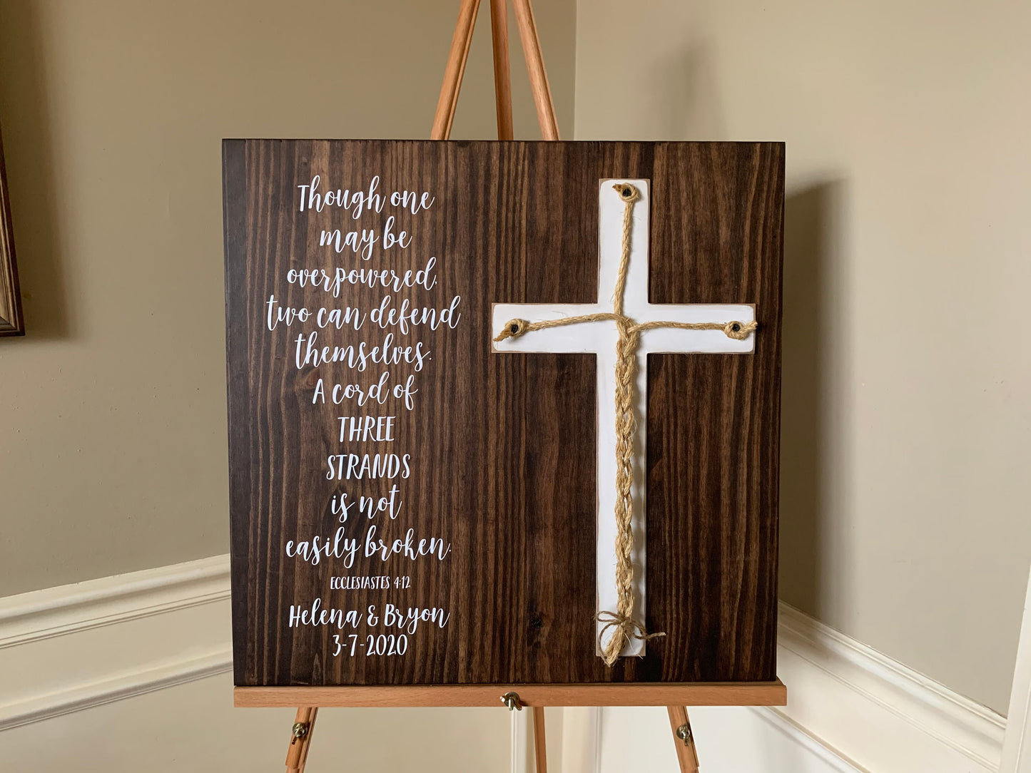 A Cord Of Three Strands Wedding Sign, Ceremony Sign, A Cord of 3 Strands, Ecclesiastes 4:9-12, Wedding Gift, Fall Wedding Decor, Cord Sign