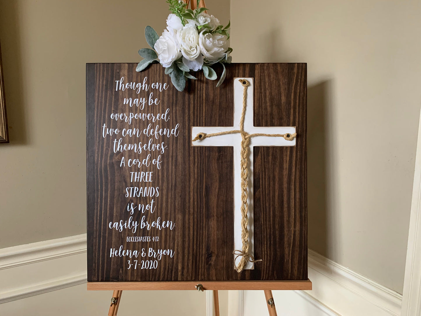 A Cord Of Three Strands Wedding Sign, Ceremony Sign, A Cord of 3 Strands, Ecclesiastes 4:9-12, Wedding Gift, Fall Wedding Decor, Cord Sign